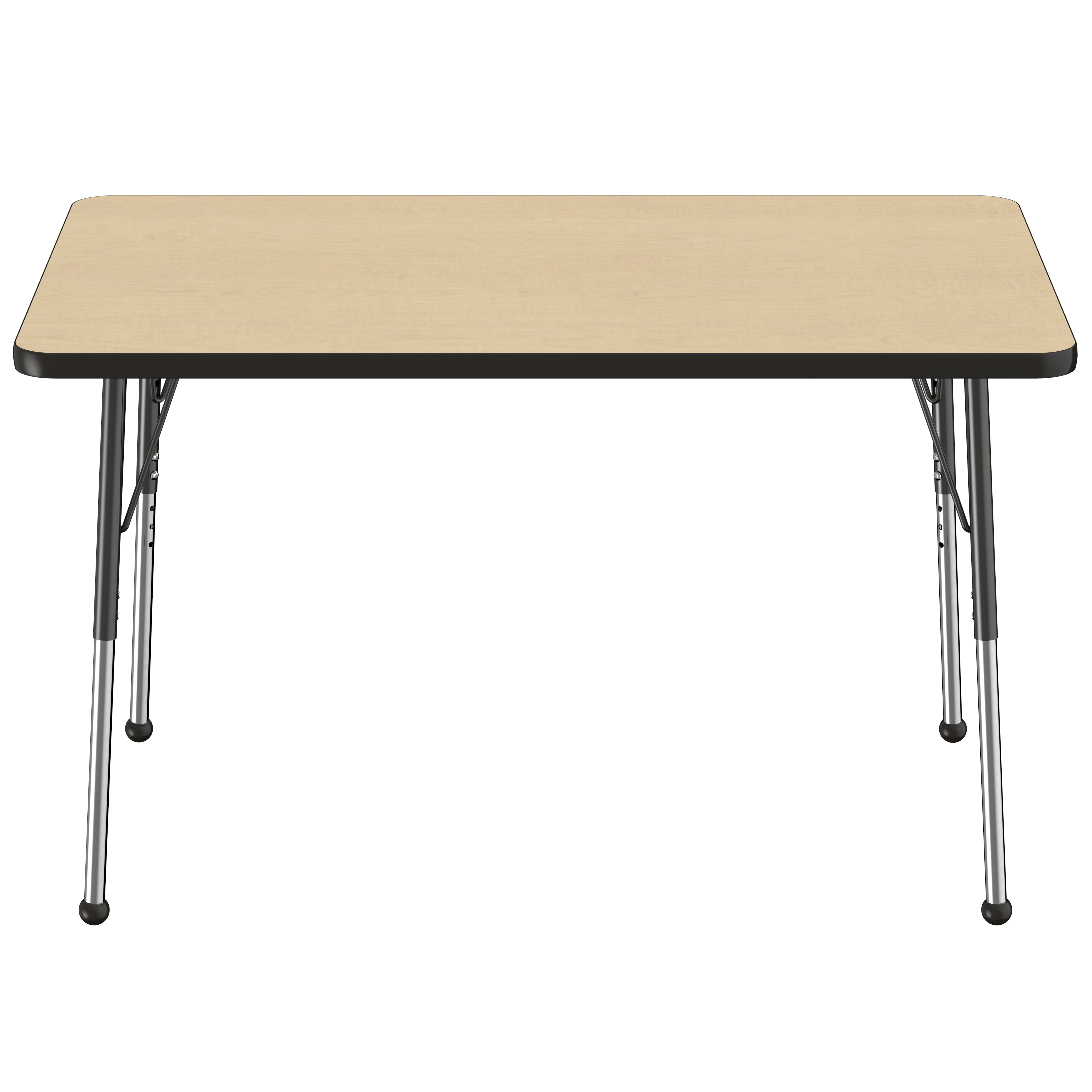 30" x 48" Rectangle T-Molding Activity Table with Adjustable Standard Ball Glide Legs - Maple/Black