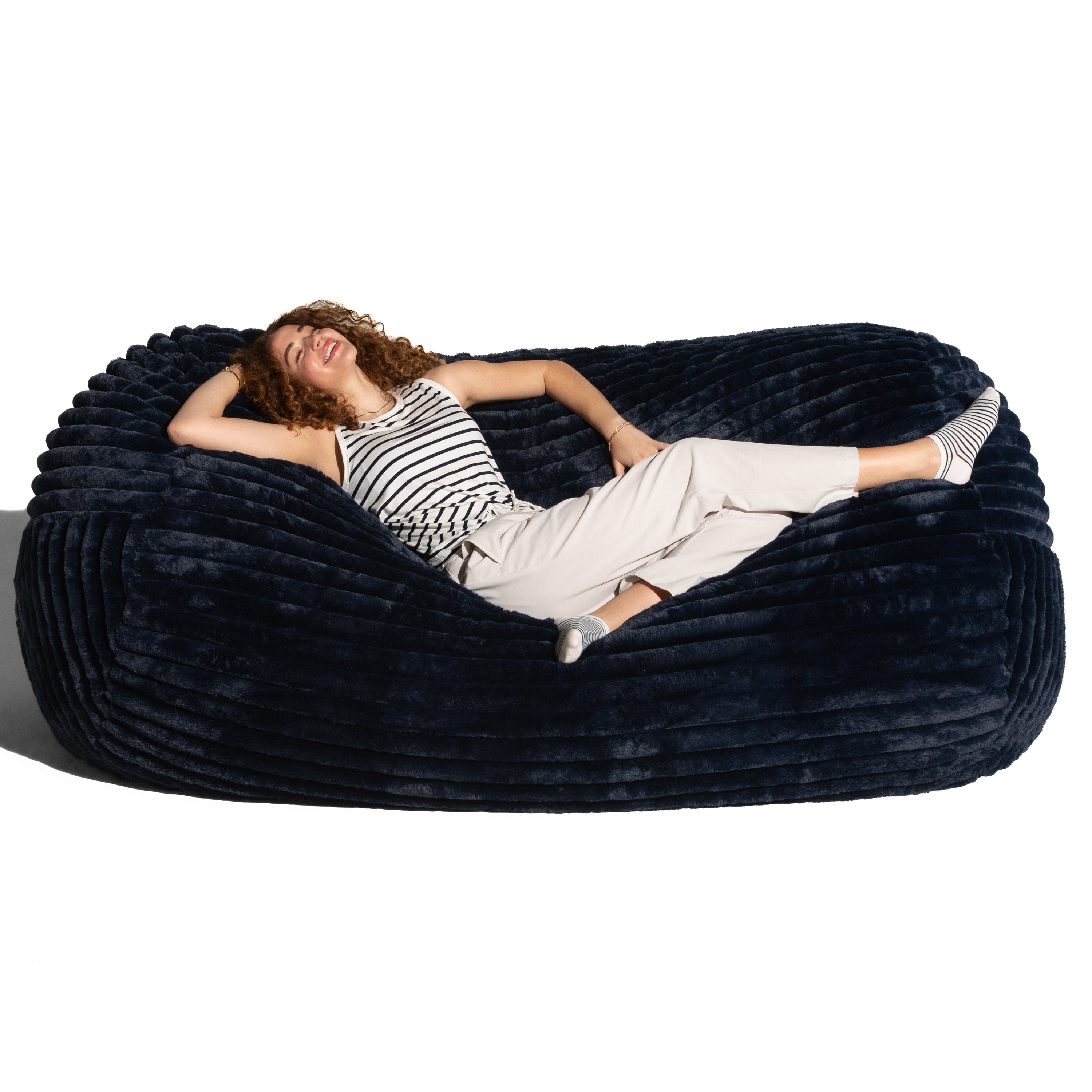 Jaxx Grand Lounger 7 Foot Bean Bag Sofa - Midnight Blue Mondo Fur