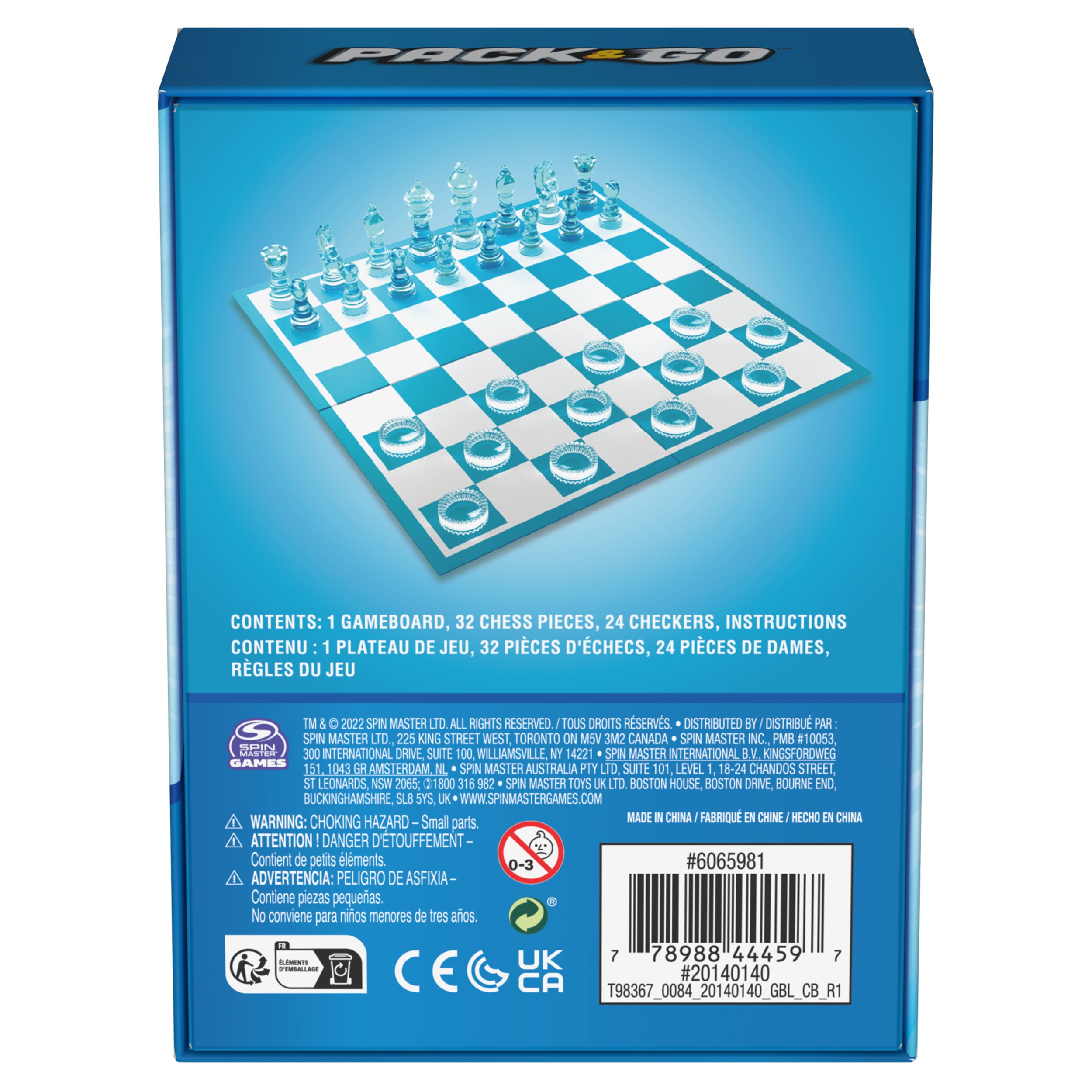 Pack & Go Chess & Checkers Board Game from Spin Master Games Portable 2-Player Games Chess Board Chess Set for Adults and Kids Ages 8 and up