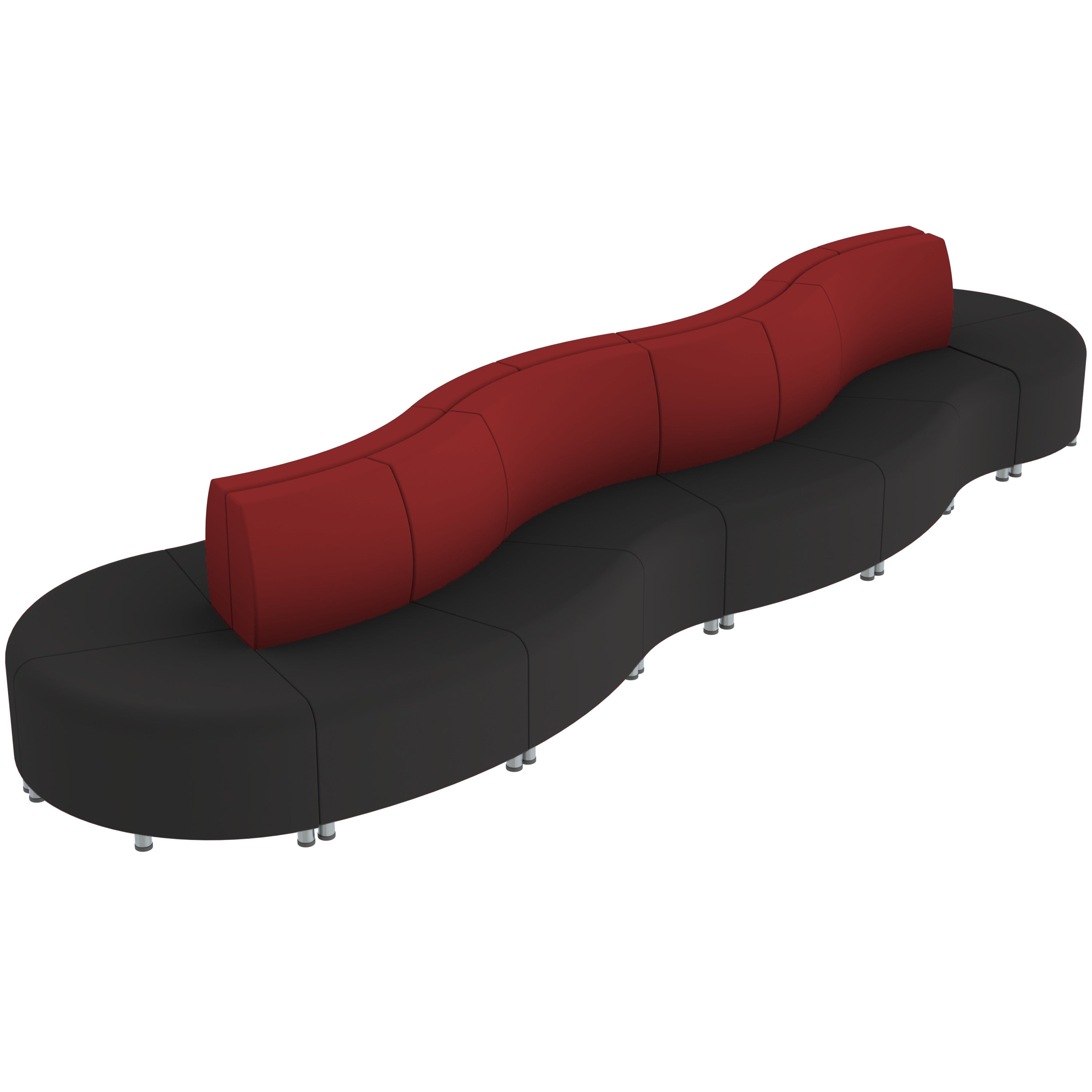 Pro Series Connect Curved Swell Seating, 16-Piece Set - Black/Crimson