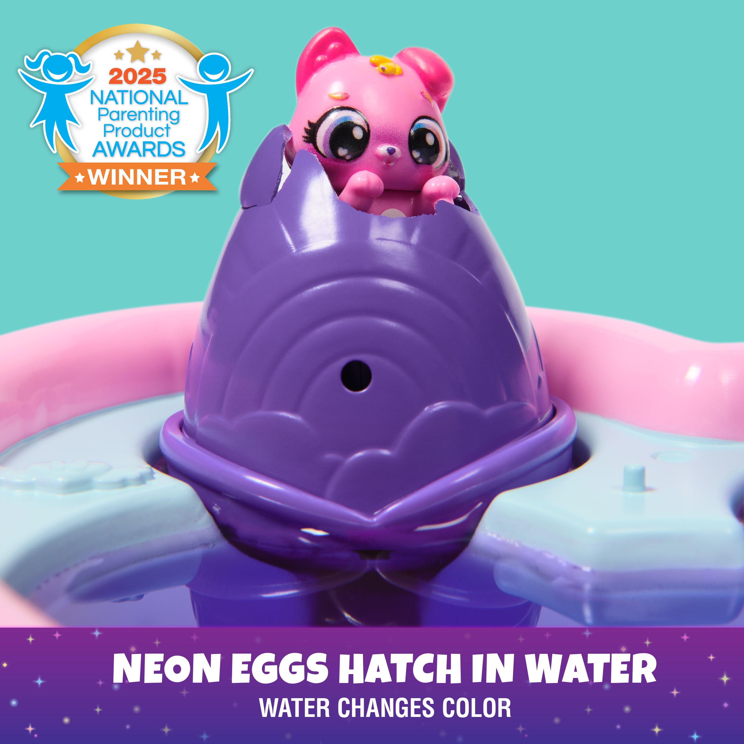 Hatchimals Alive, Neon Rainbow Bestie Pool Party with 2 BFF Figures in Color Reveal Eggs, 14 Accessories, Kids Toys for Ages 3 and up