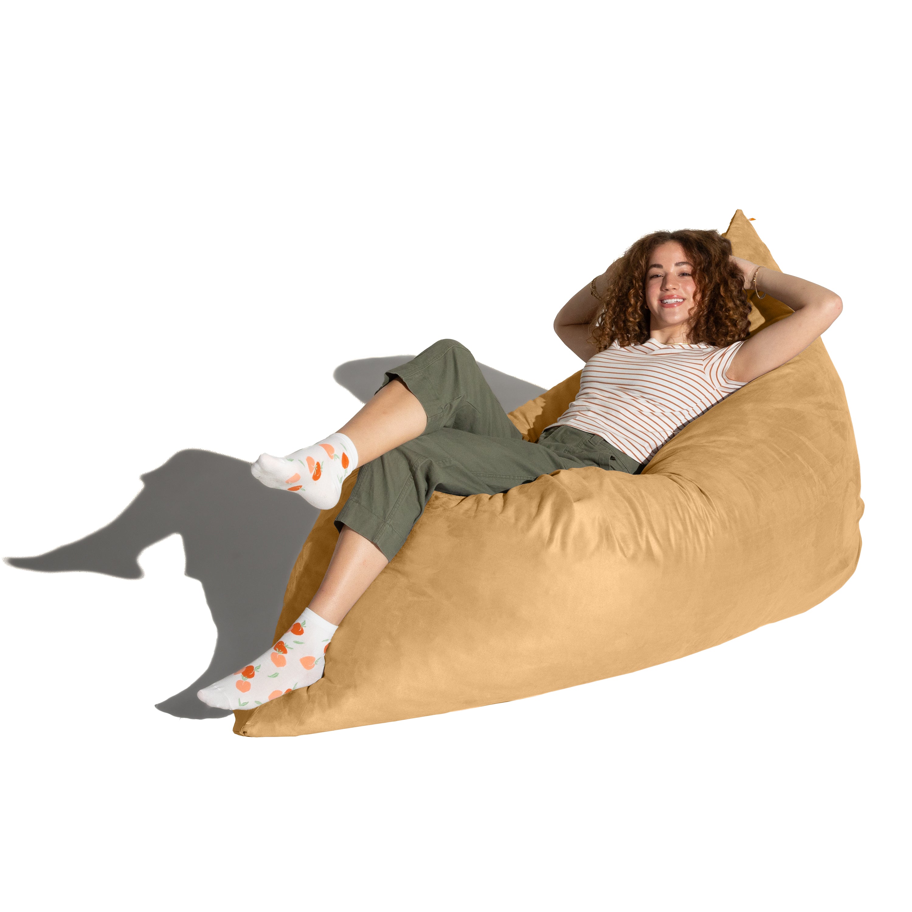 Jaxx Pillow Saxx 5.5-Foot - Huge Bean Bag Floor Pillow and Lounger, Camel