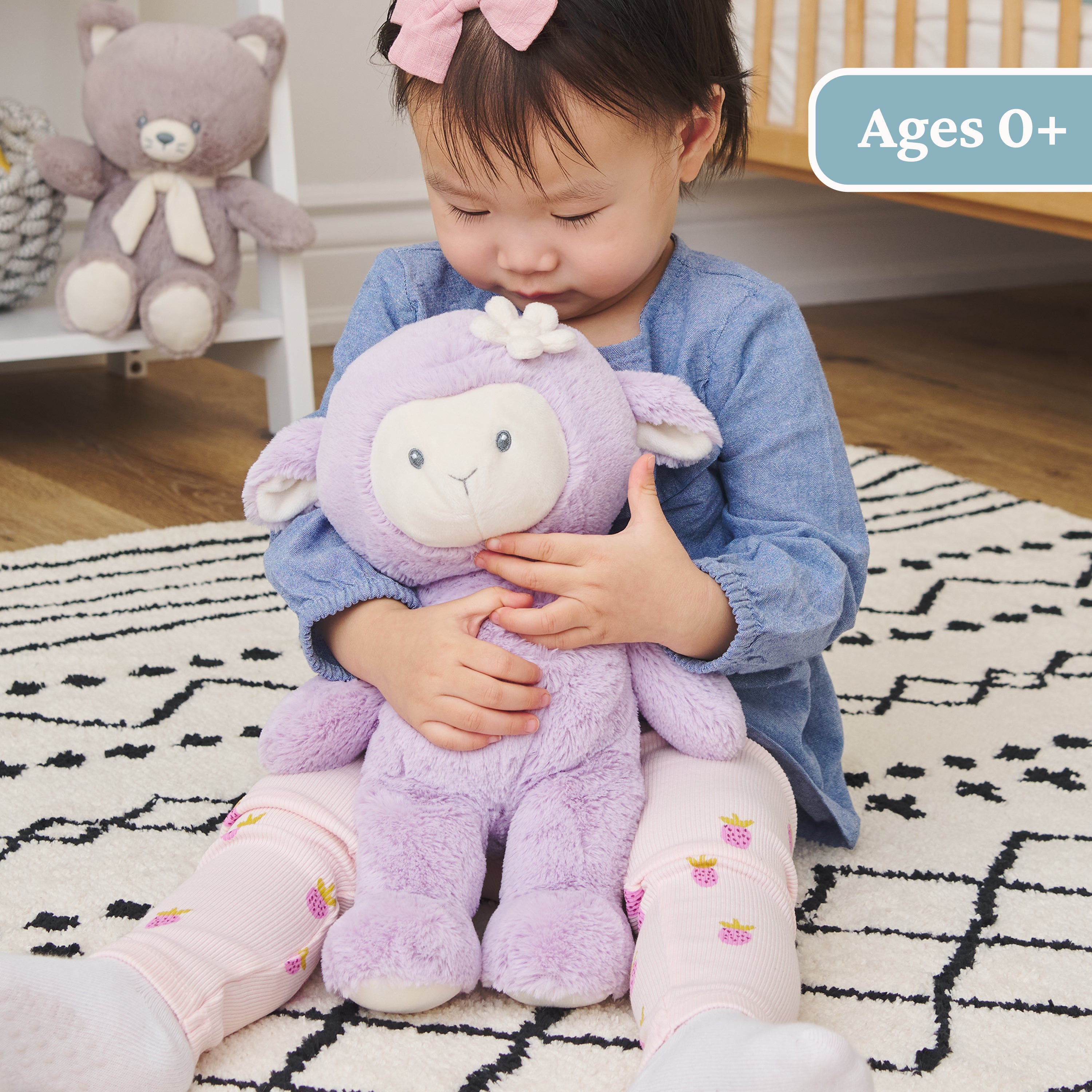 Baby GUND Sustainable Lamb Plush, Stuffed Animal Made from 100% Recycled Materials, For Babies and Newborns, Spring Decor, Lavender/Cream, 13”