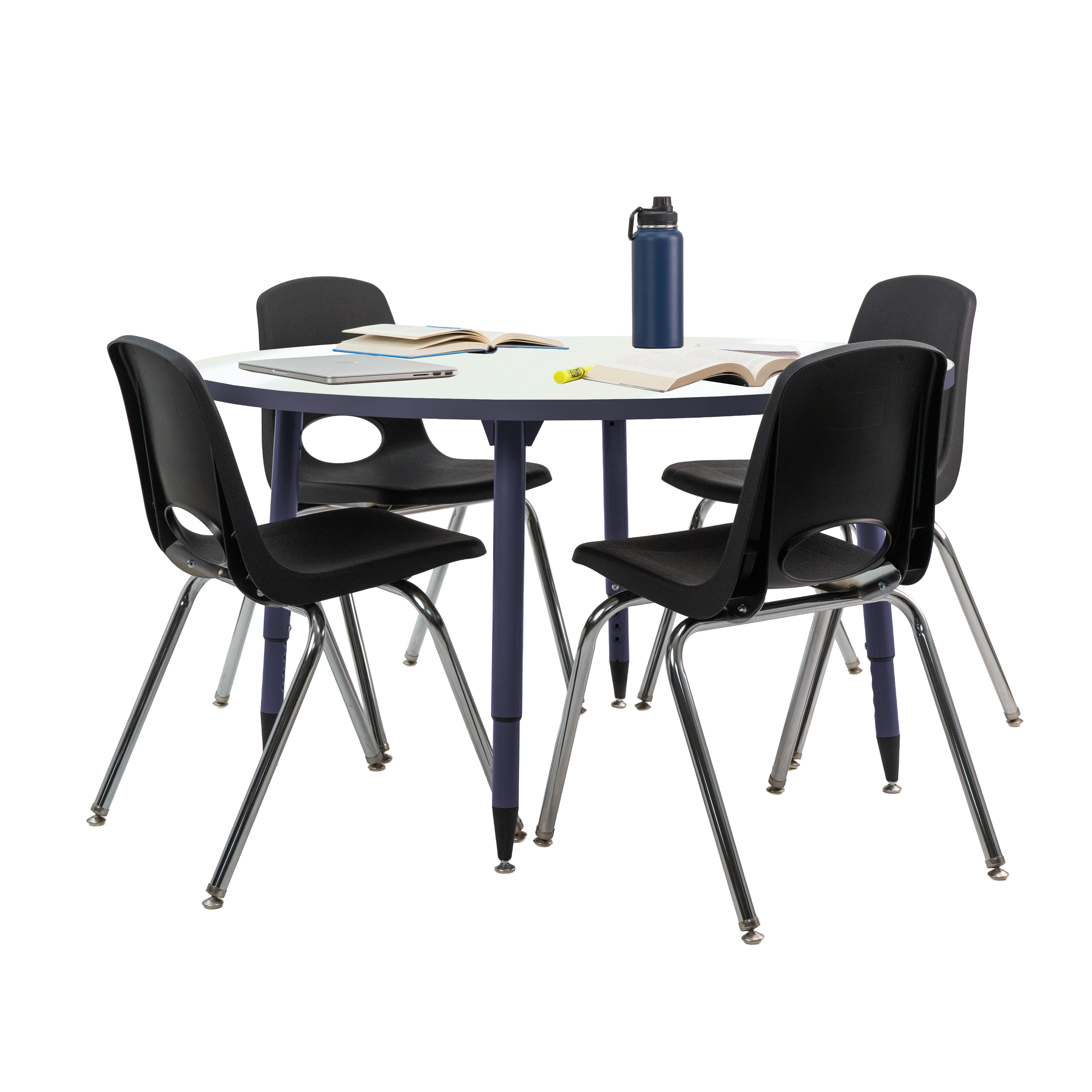 Adapte 48" Round Dry-Erase Activity Table with Adjustable Tapered Legs - Whiteboard/Navy
