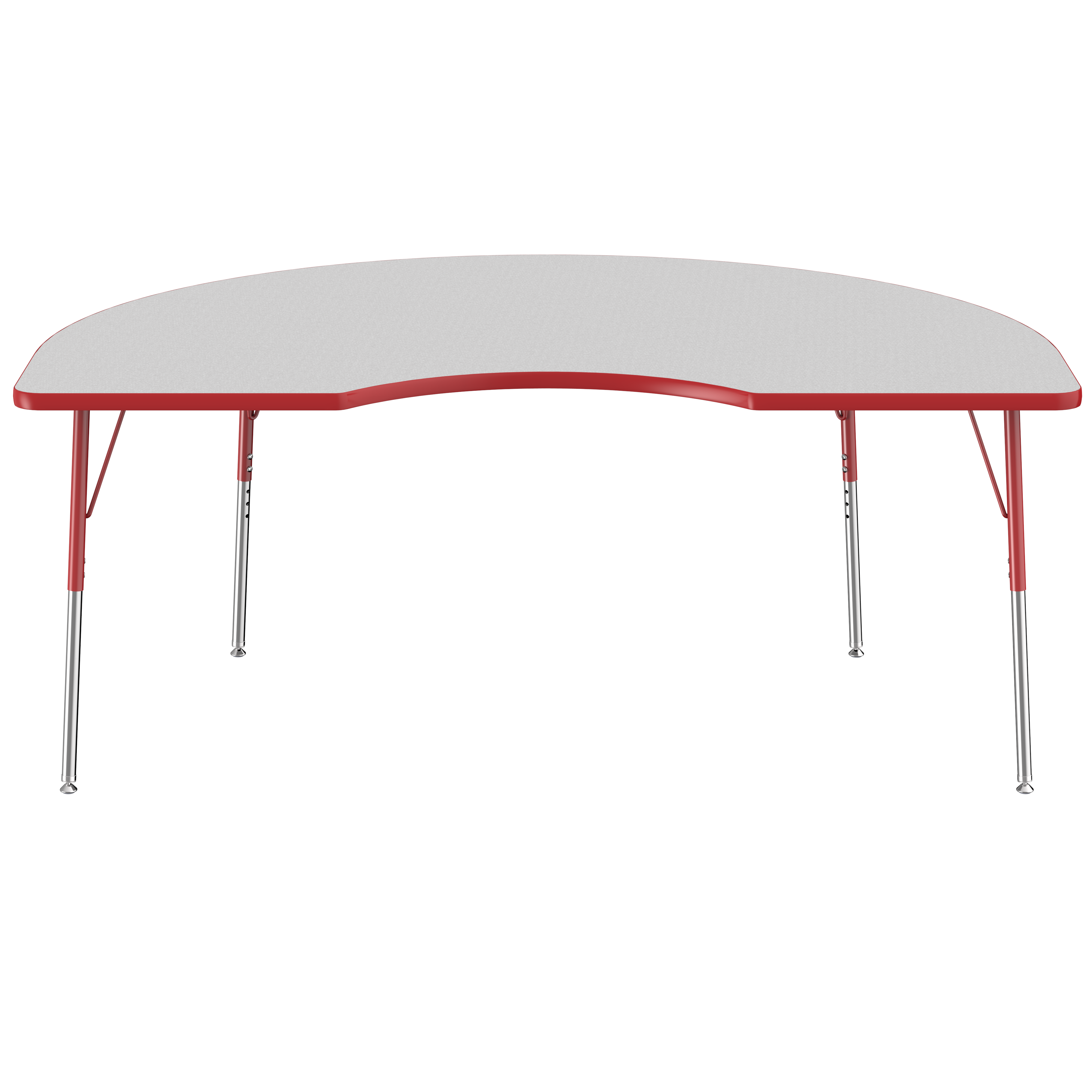 48" x 72" Kidney T-Molding Activity Table with Adjustable Standard Swivel Glide Legs - Gray/Red