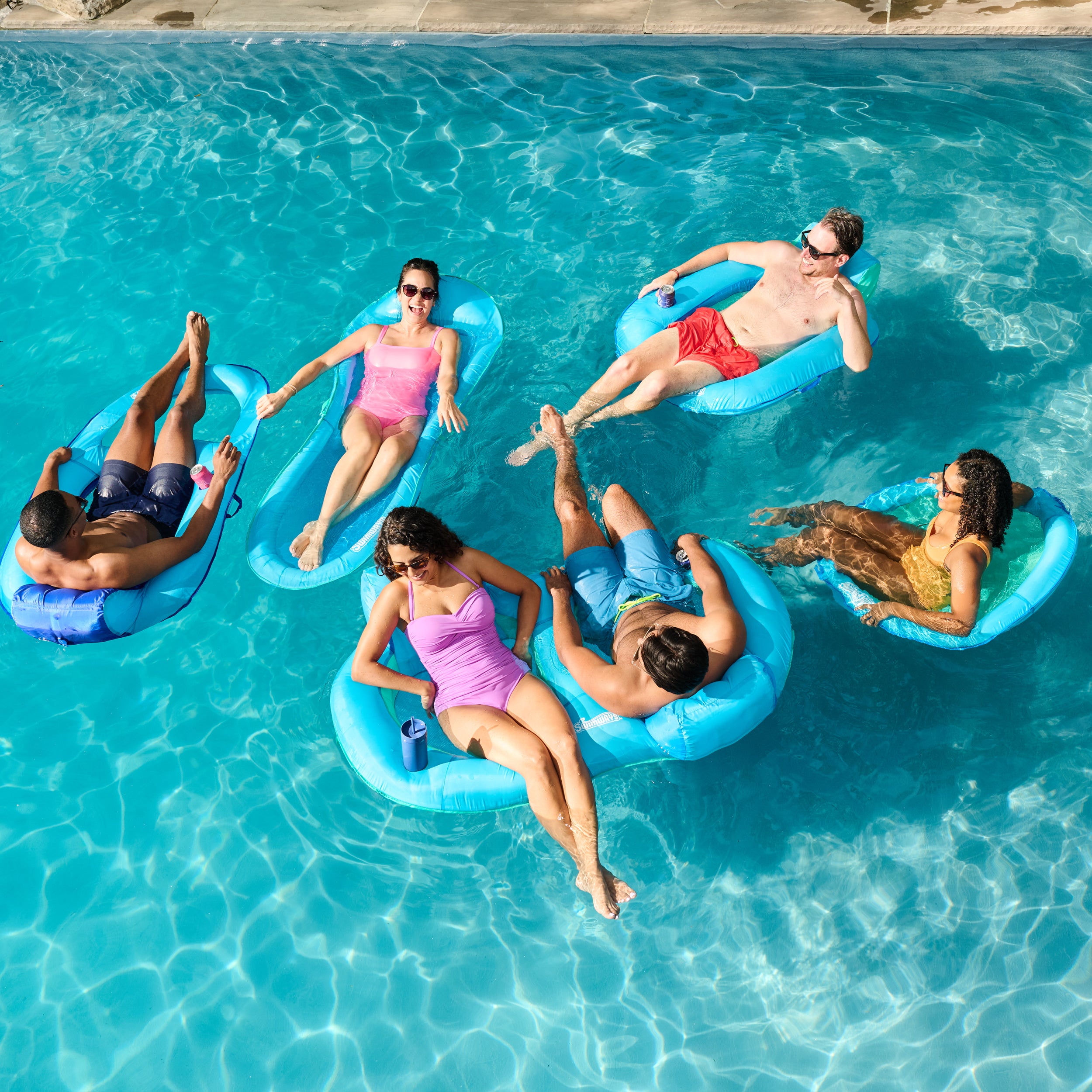 SwimWays Spring Float Premium Duo, Pool Chair Fits 2 Adults, Inflatable Pool Floats Adult with Fast Inflation for Ages 15 & Up
