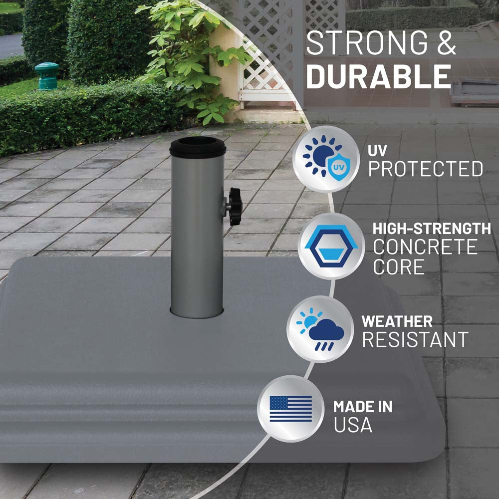 40 lb Grey Umbrella Base with Steel Stem