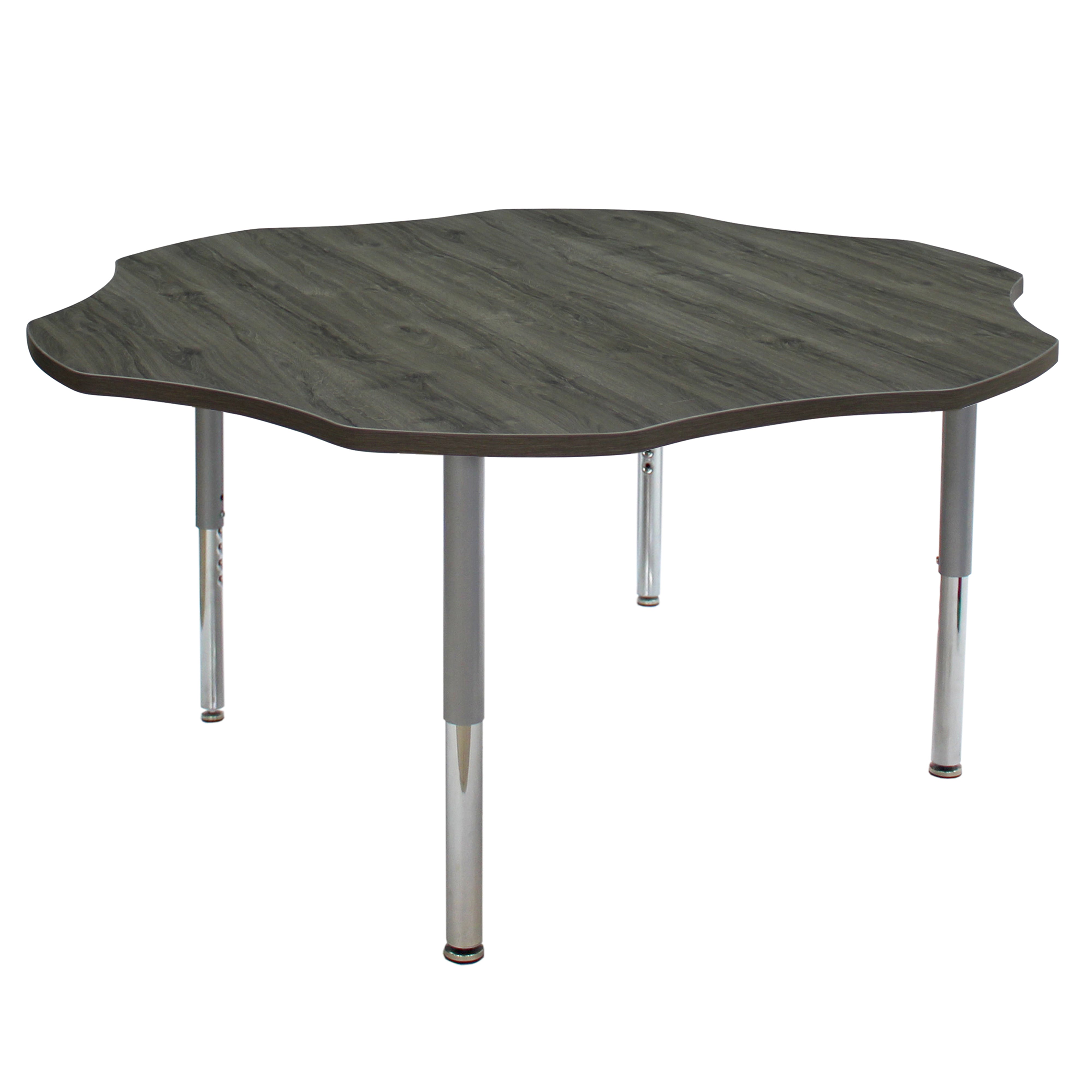 60" Flower La Madera Activity Table with Adjustable Super Legs - Gray Wood/Silver