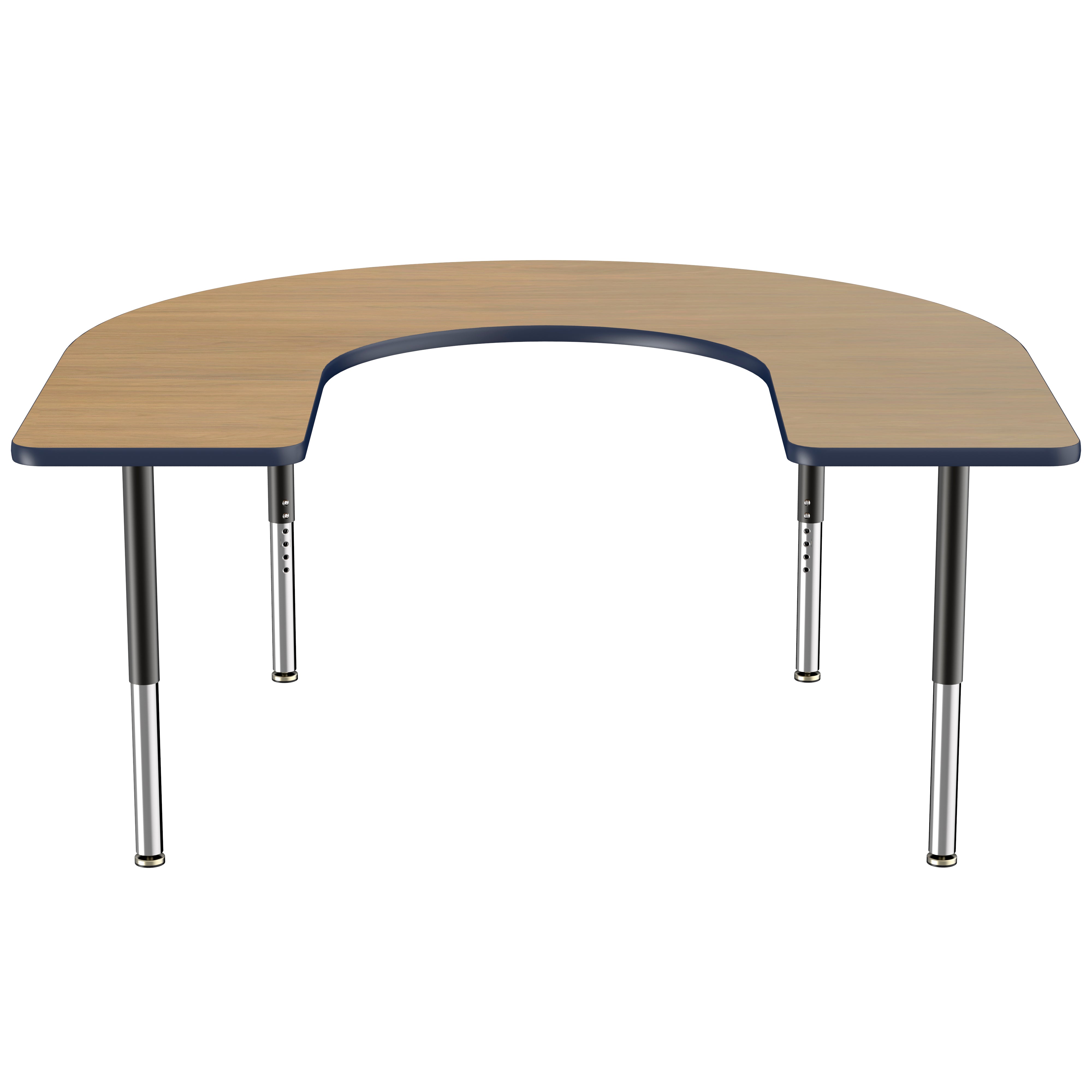 60" x 66" Horseshoe T-Molding Activity Table with Adjustable Super Legs - Pasadena Oak/Navy/Black