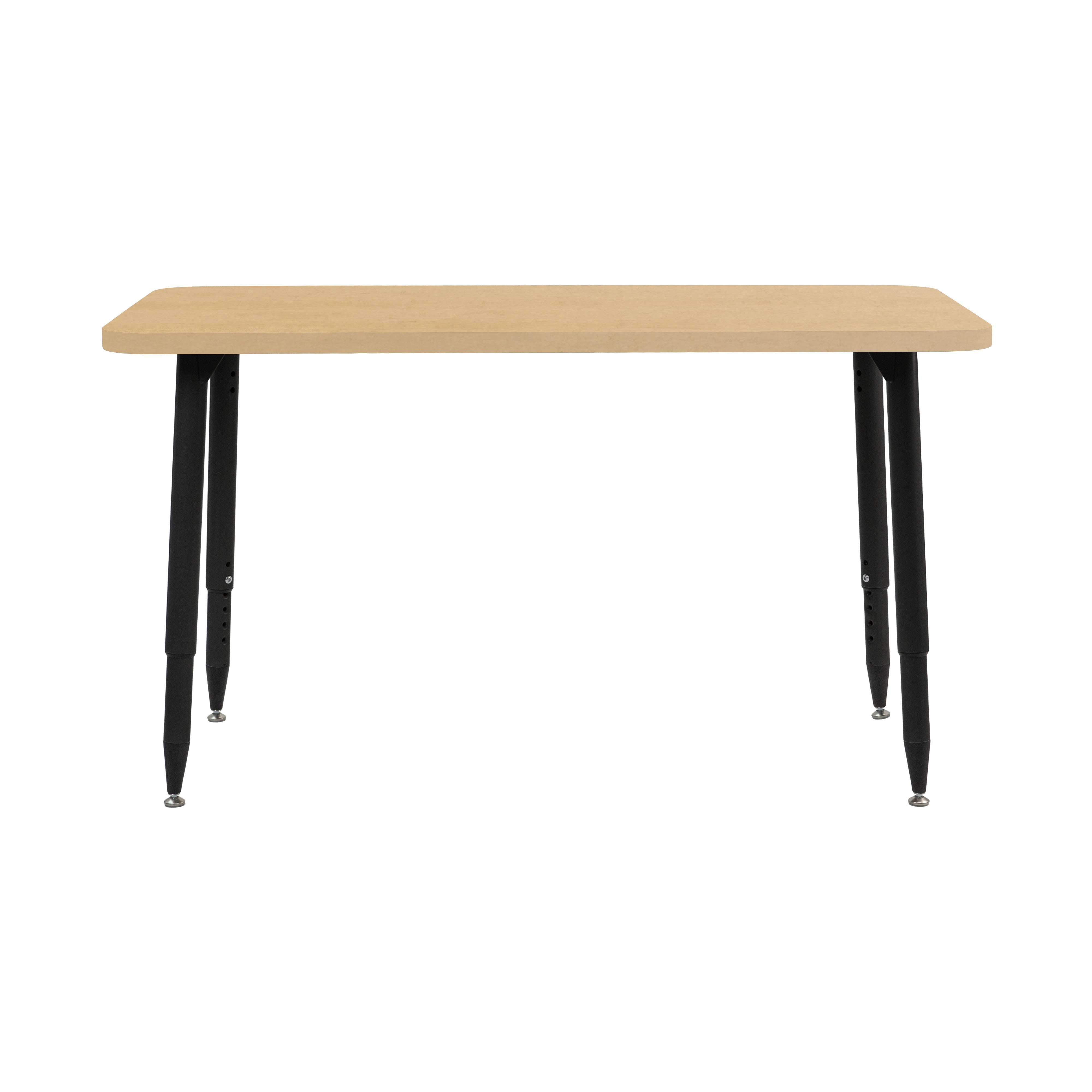 Adapte 24" x 48" Rectangle Woodgrain Activity Table with Adjustable Tapered Legs - Maple Grain/Black