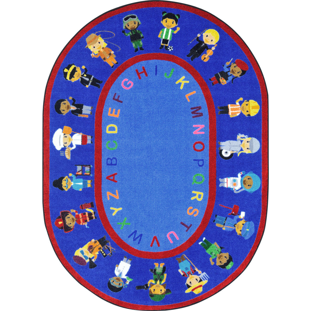 We Work Together 7'8" x 10'9" Oval area rug in color Multi