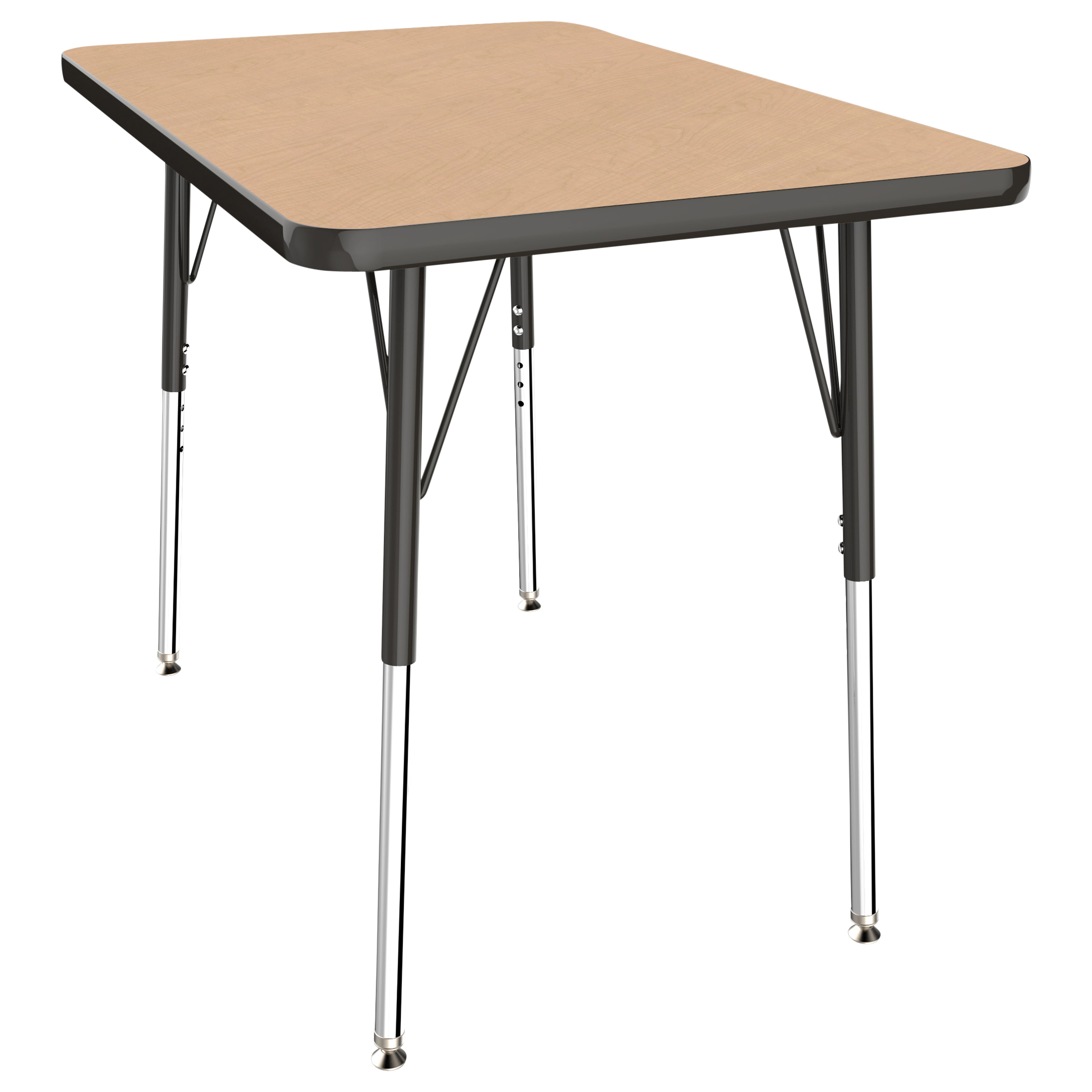 24" x 36" Rectangle T-Molding Activity Table with Adjustable Standard Swivel Glide Legs - Maple/Black