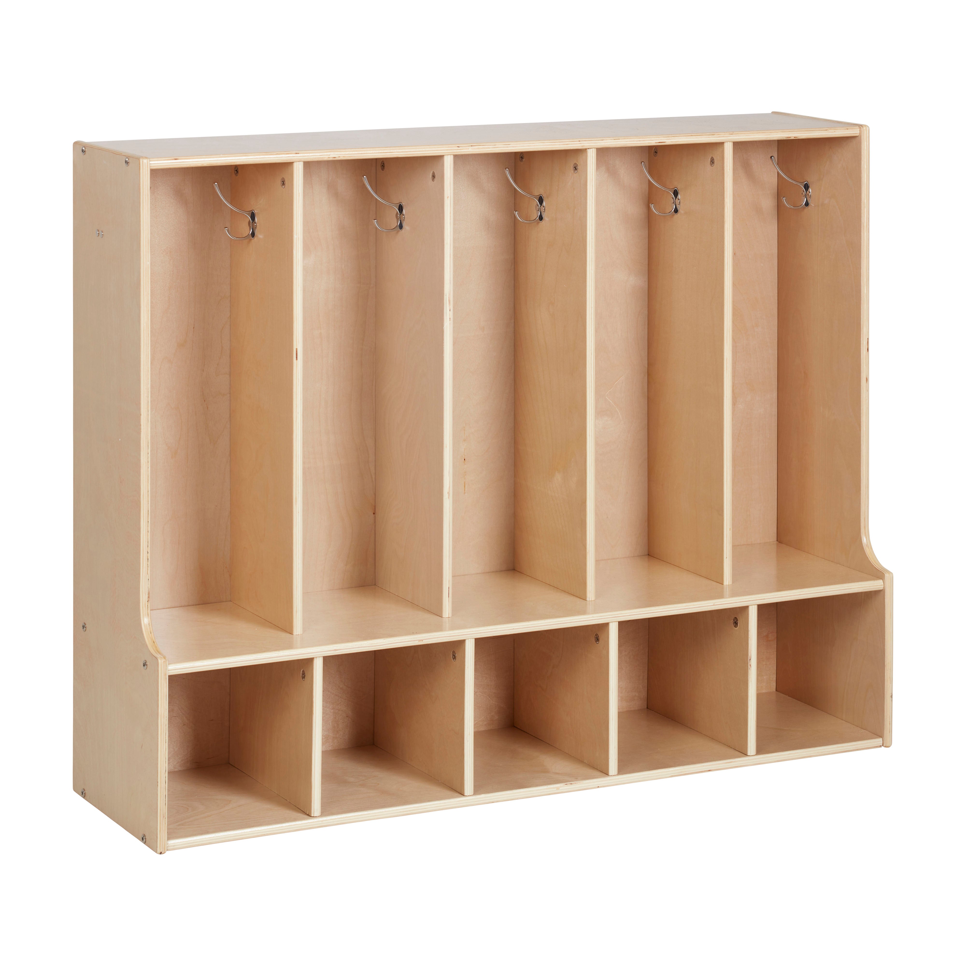 Streamline 5-Section Toddler Coat Locker with Bench - Natural