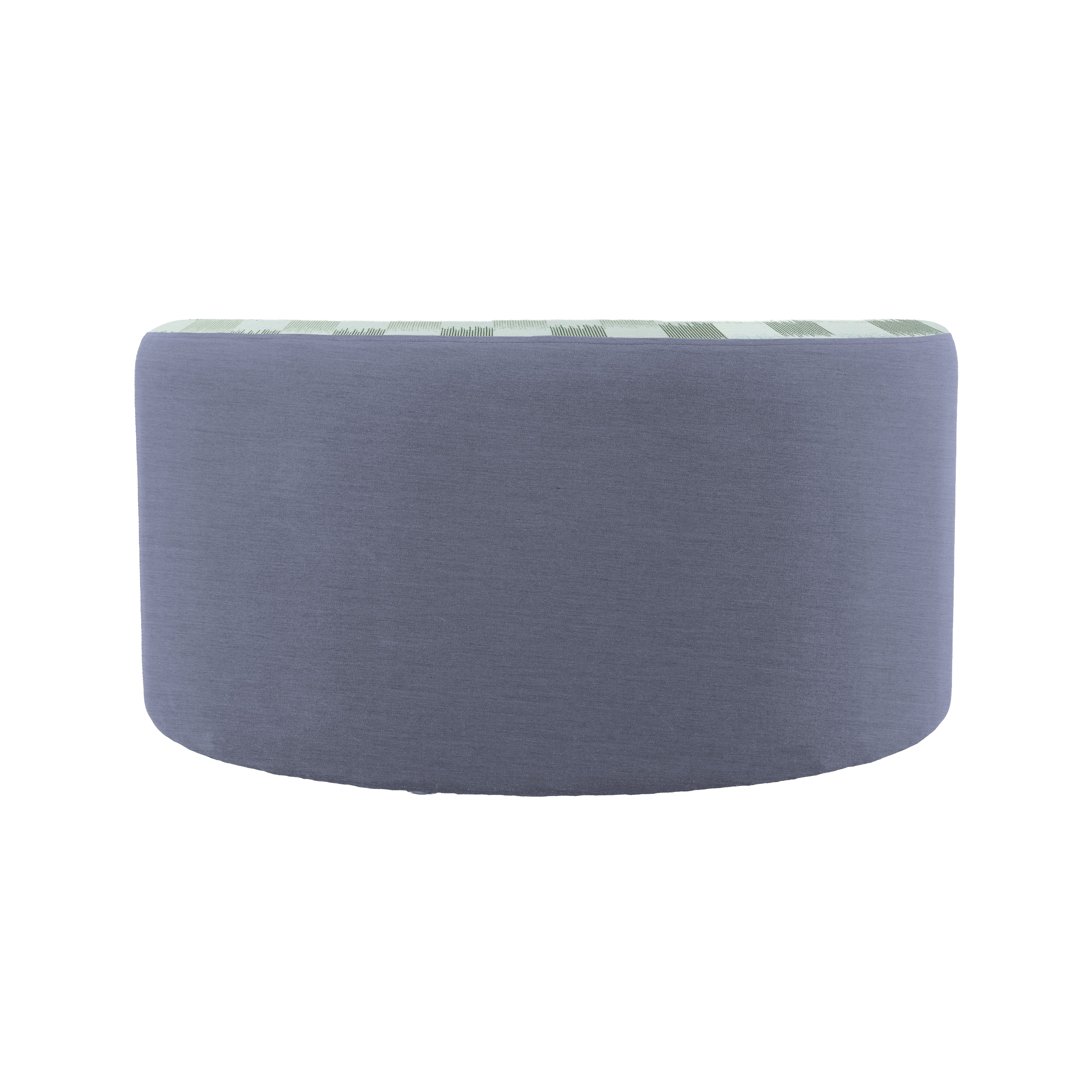 Outdoor 36" Round Ottoman with Sunbrella, 18" H - Dream Mist/Canvas Haze