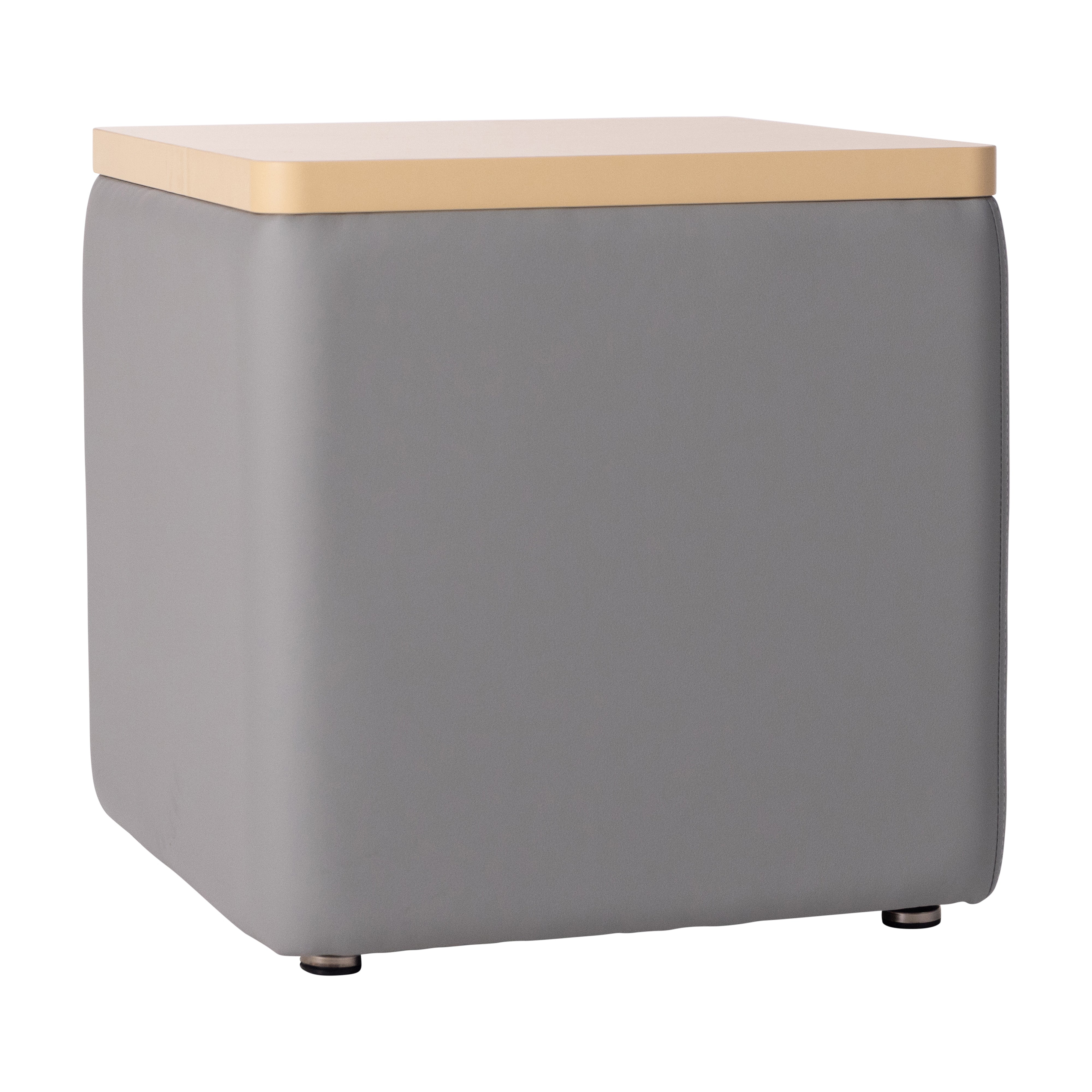 Pro Series Upholstered 18" x 18" Square Ottoman Table 18" Height - Gray/Maple