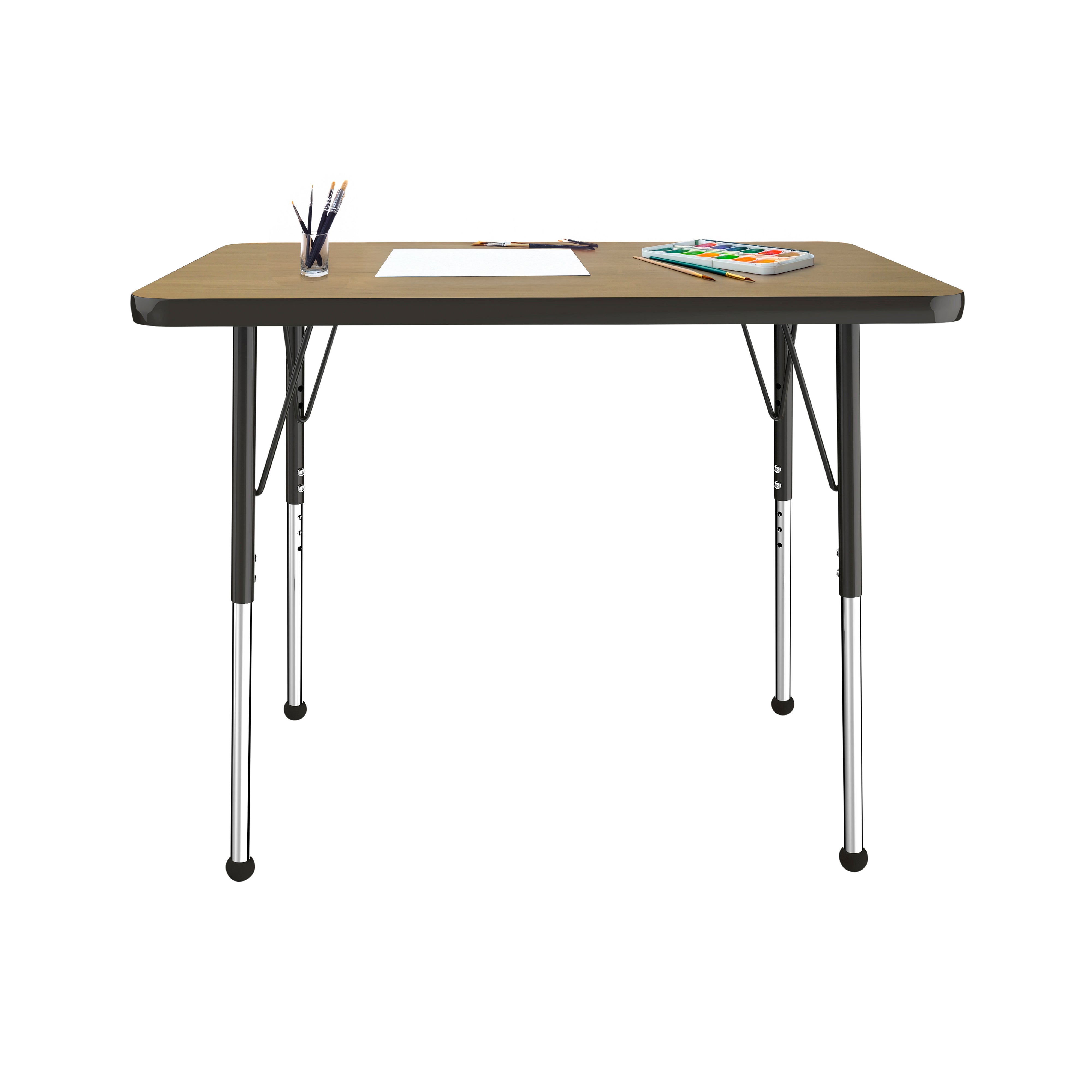 24" x 36" Rectangle T-Molding Activity Table with Adjustable Standard Ball Glide Legs - Pasadena Oak/Black