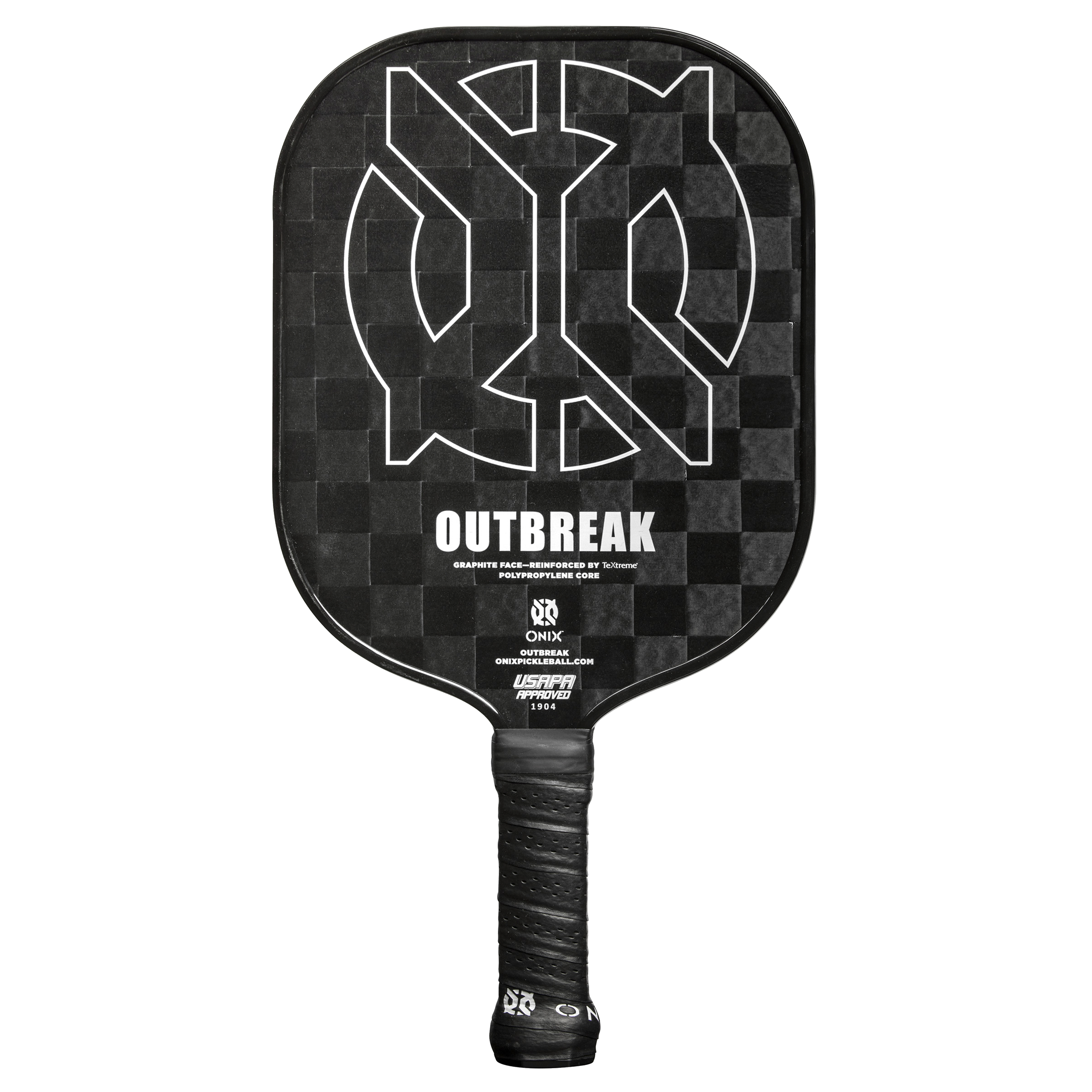 ONIX Outbreak Pickleball Paddle - Black - Reinforced by Woven Carbon Fiber for Greater Touch, Control and Durability