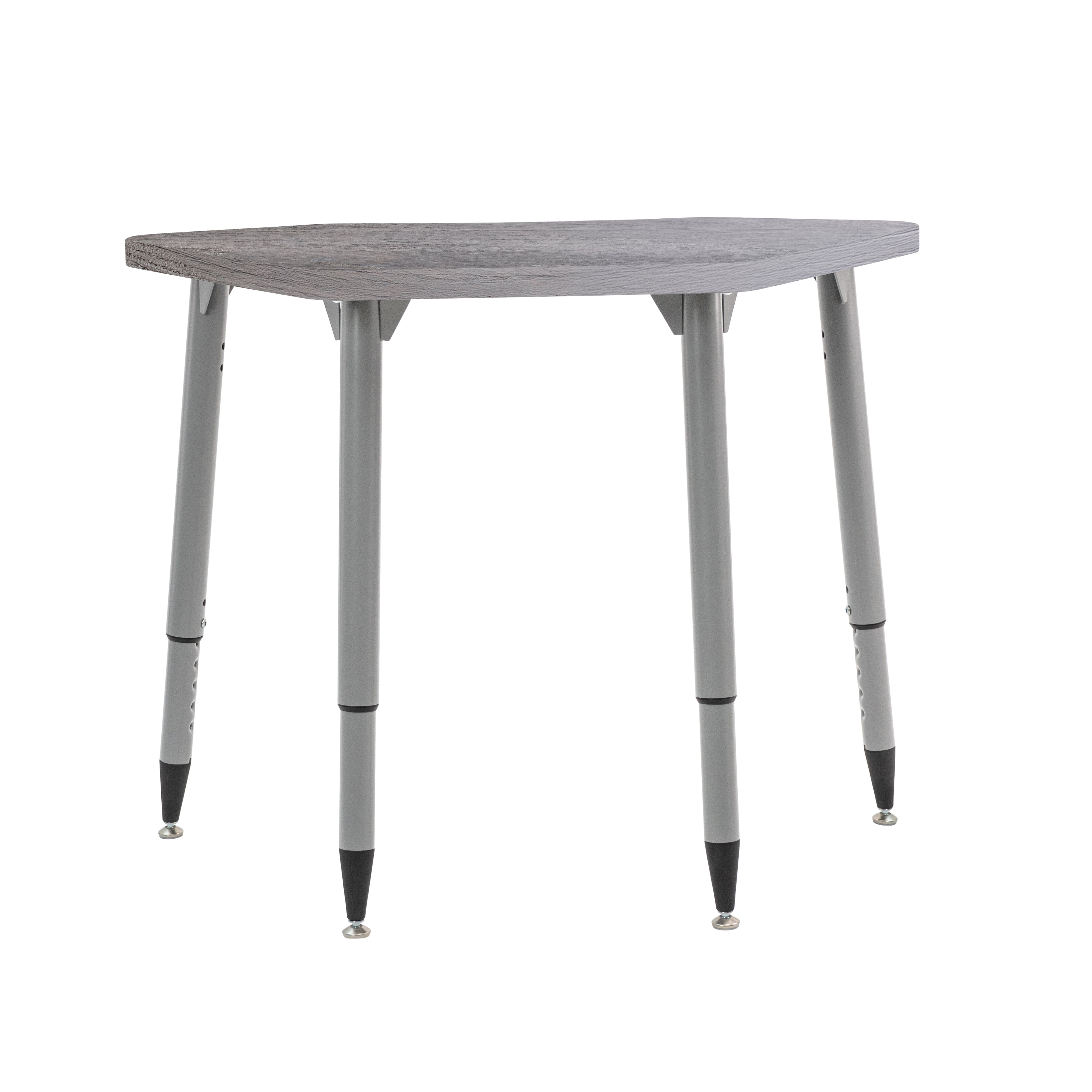 Adapte 24" x 36" Petal Woodgrain Activity Table with Adjustable Tapered Legs - Gray Wood/Silver