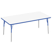 36" x 72" Rectangle Dry-Erase Activity Table with Adjustable Standard Swivel Glide Legs - Whiteboard/Blue