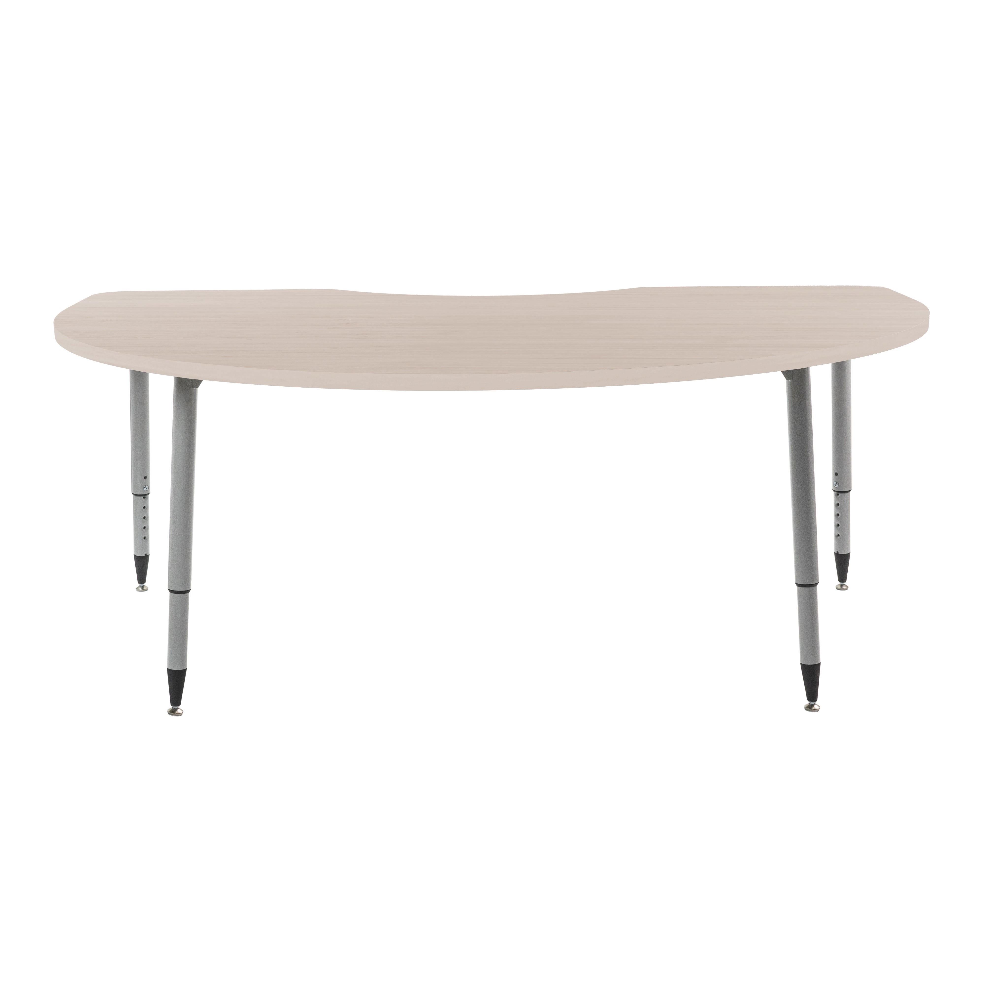 Adapte 48" x 72" Kidney Woodgrain Activity Table with Adjustable Tapered Legs - Asian Sand/Silver