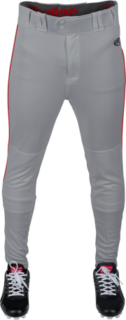 Rawlings Adult Launch Piped Pro Taper Fit Pant  - Medium - Blue Gray/Scarlet