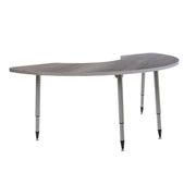 Adapte 36" x 72" Half Moon Woodgrain Activity Table with Adjustable Tapered Legs - Gray Wood/Silver