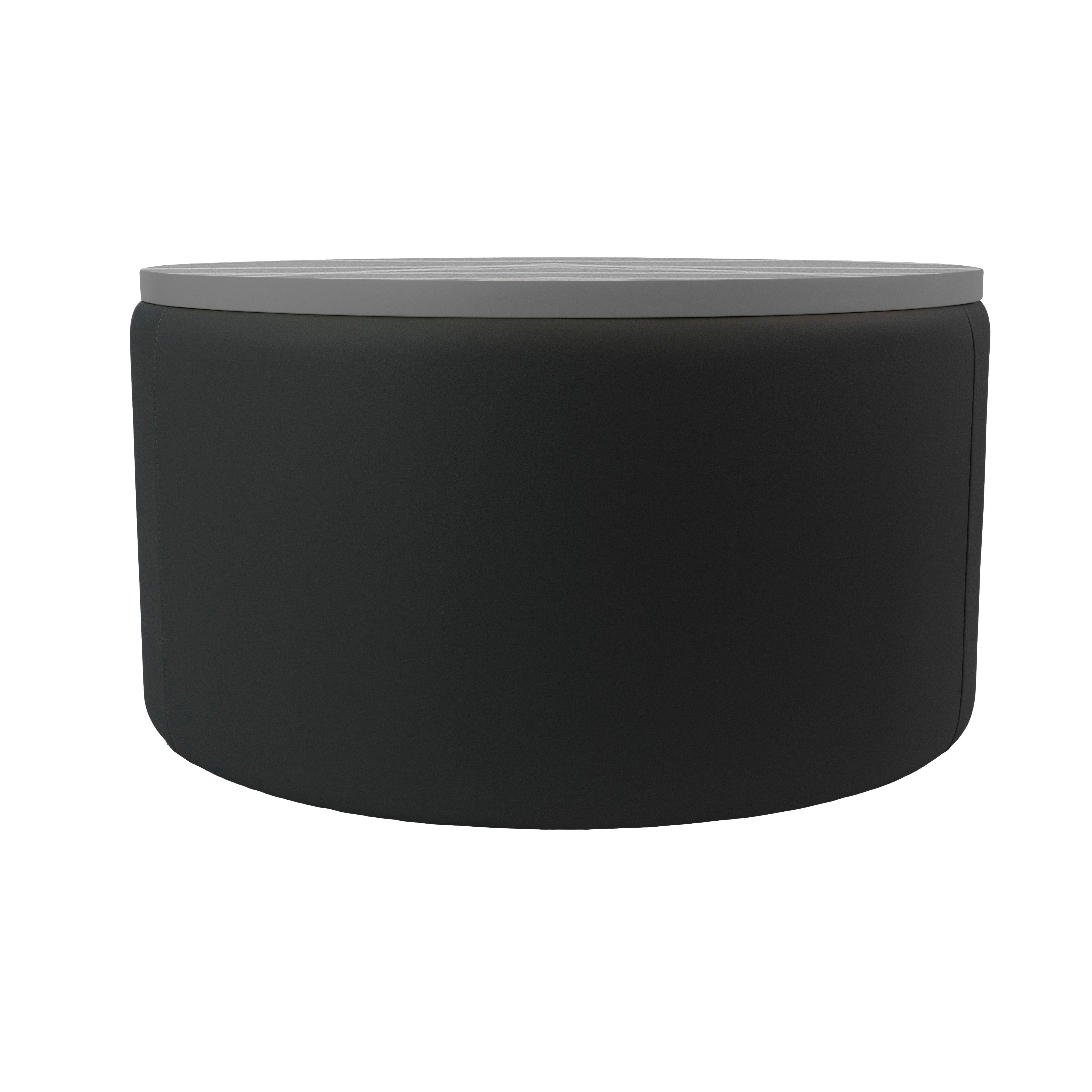 Pro Series Upholstered 30" Round Ottoman Table 18" Height - Black/Cosmic Strandz