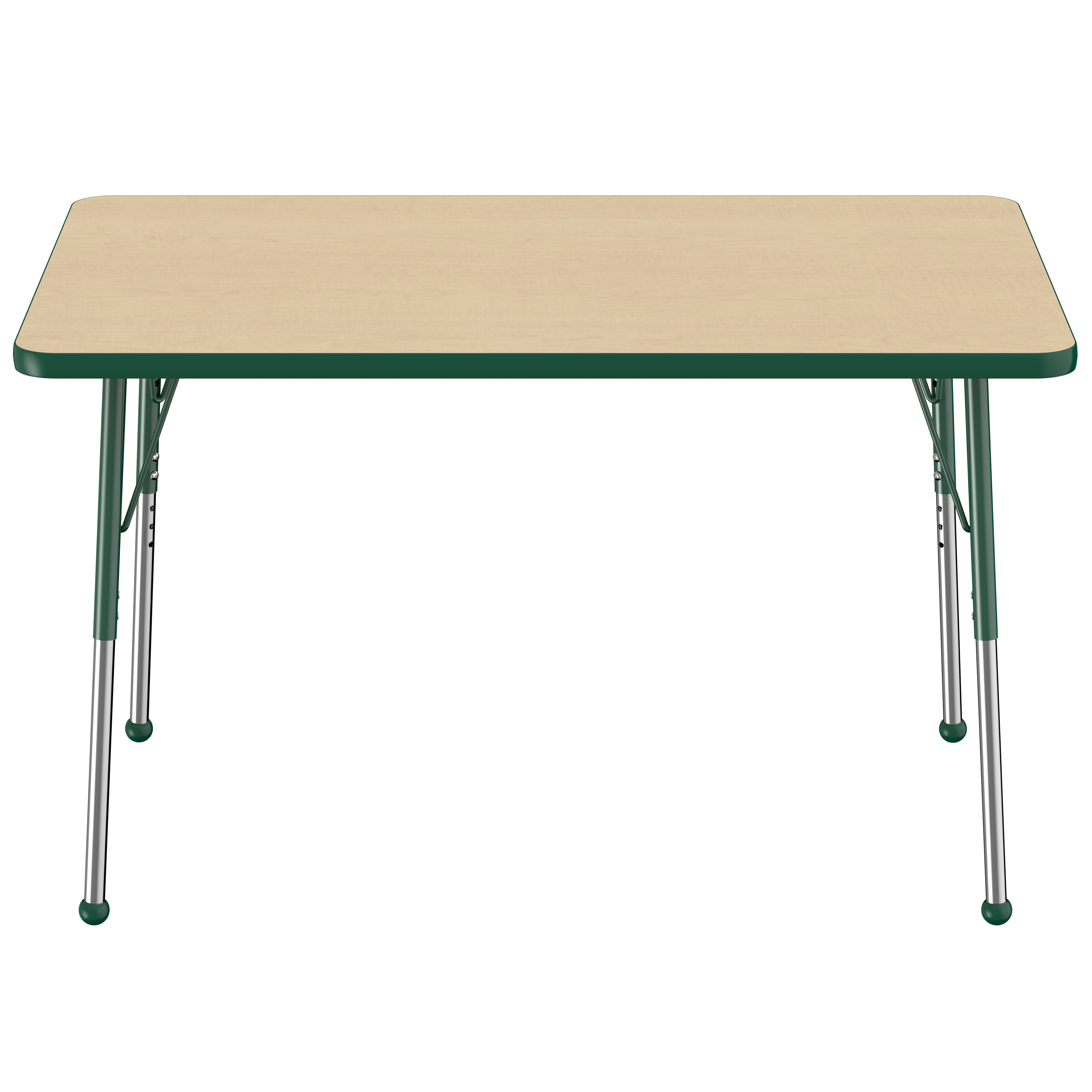 30" x 48" Rectangle T-Molding Activity Table with Adjustable Standard Ball Glide Legs - Maple/Green