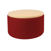 Pro Series Upholstered 30" Round Ottoman Table 18" Height - Crimson/Maple