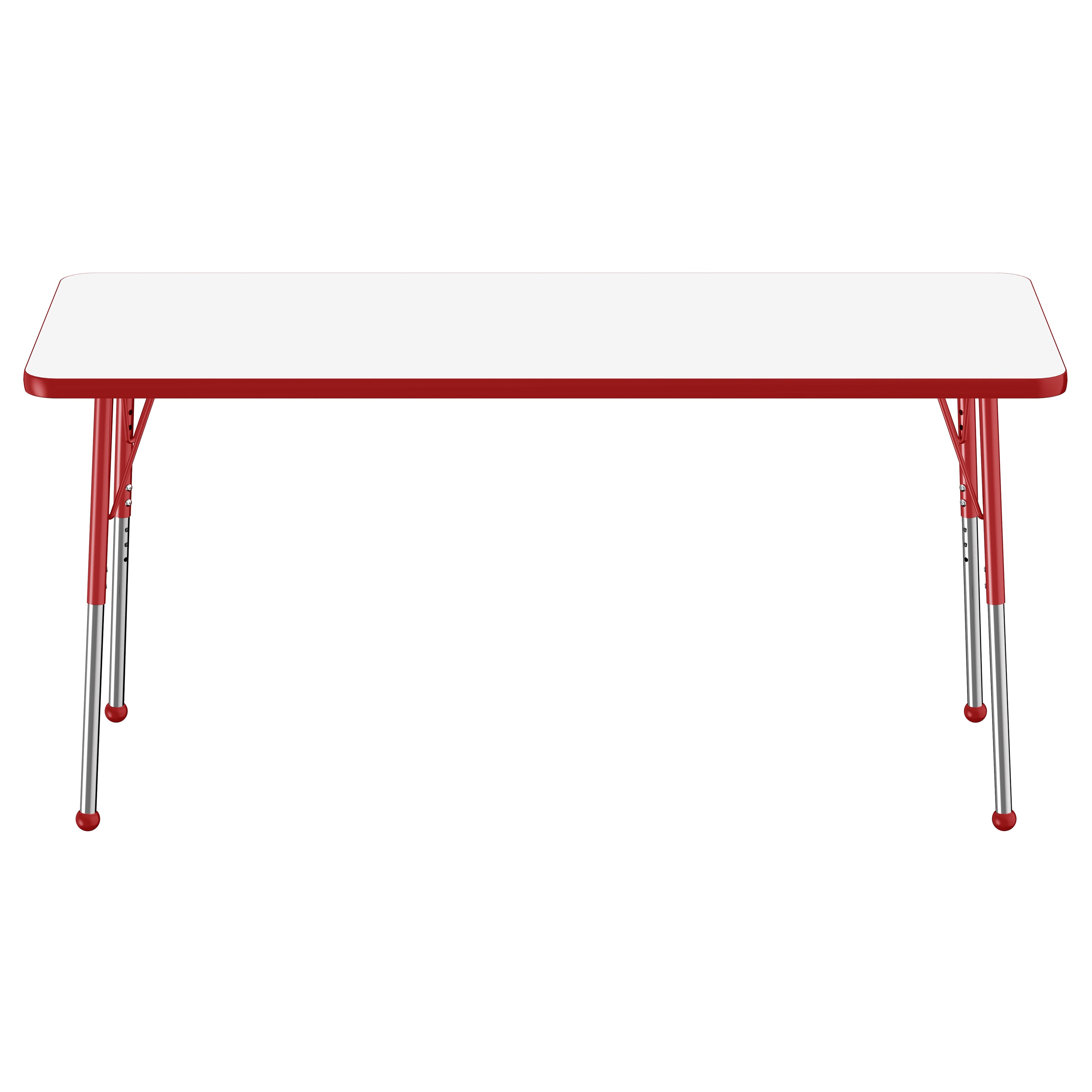 24" x 60" Rectangle Dry-Erase Activity Table with Adjustable Standard Ball Glide Legs - Whiteboard/Red