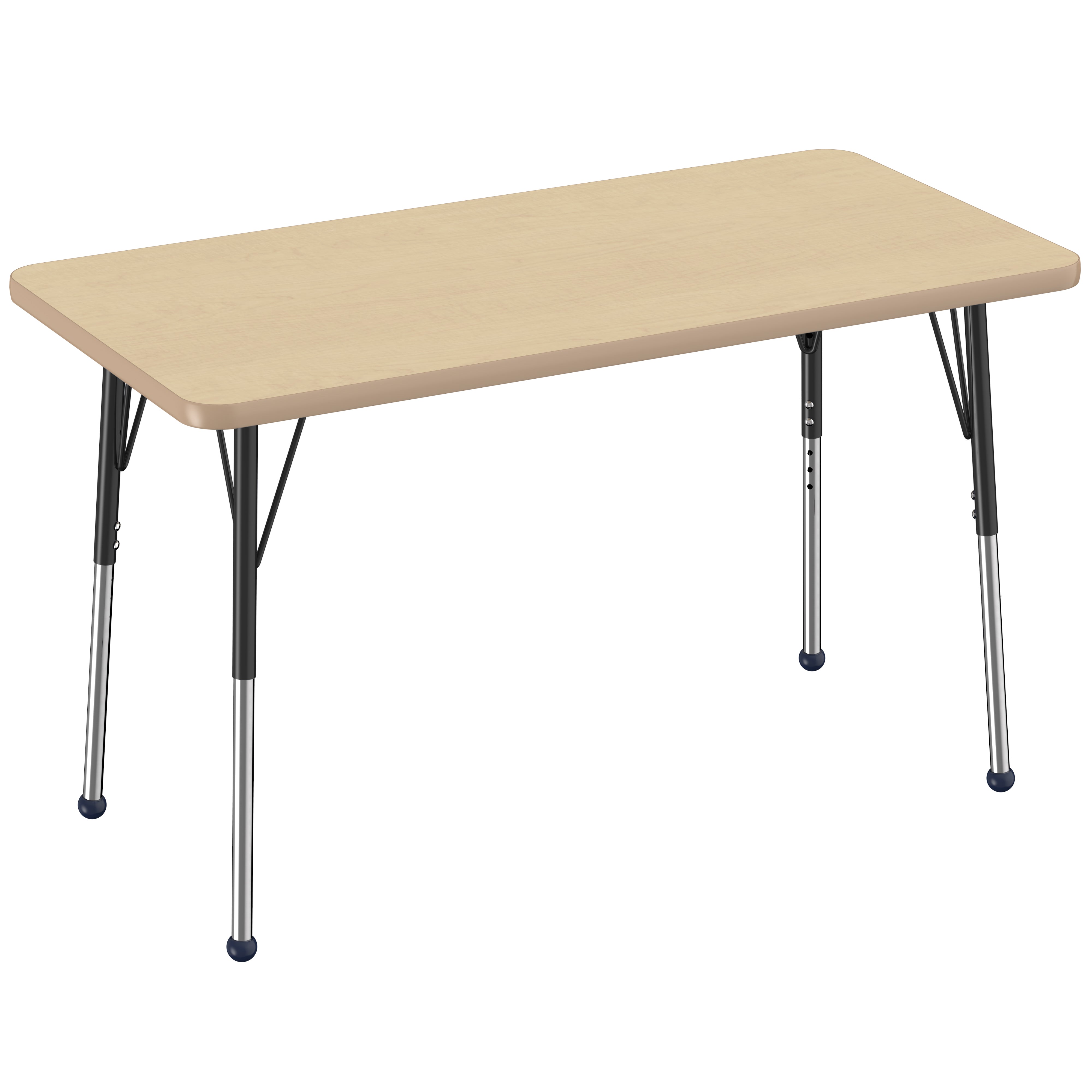 24" x 48" Rectangle Thermofused Activity Table with Adjustable Standard Ball Glide Legs - Maple/Maple/Black