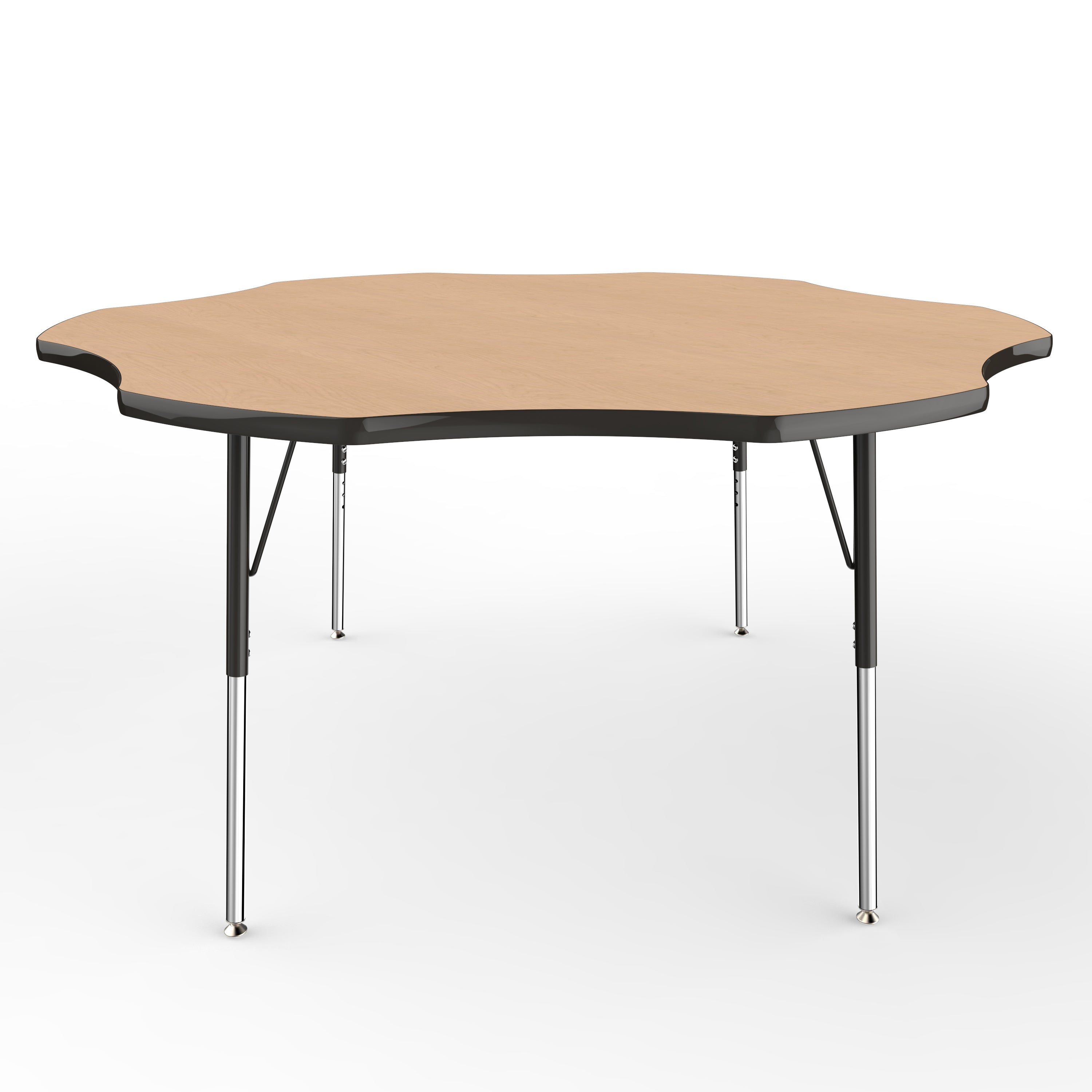 60" x 60" Flower T-Molding Activity Table with Adjustable Standard Swivel Glide Legs - Maple/Black