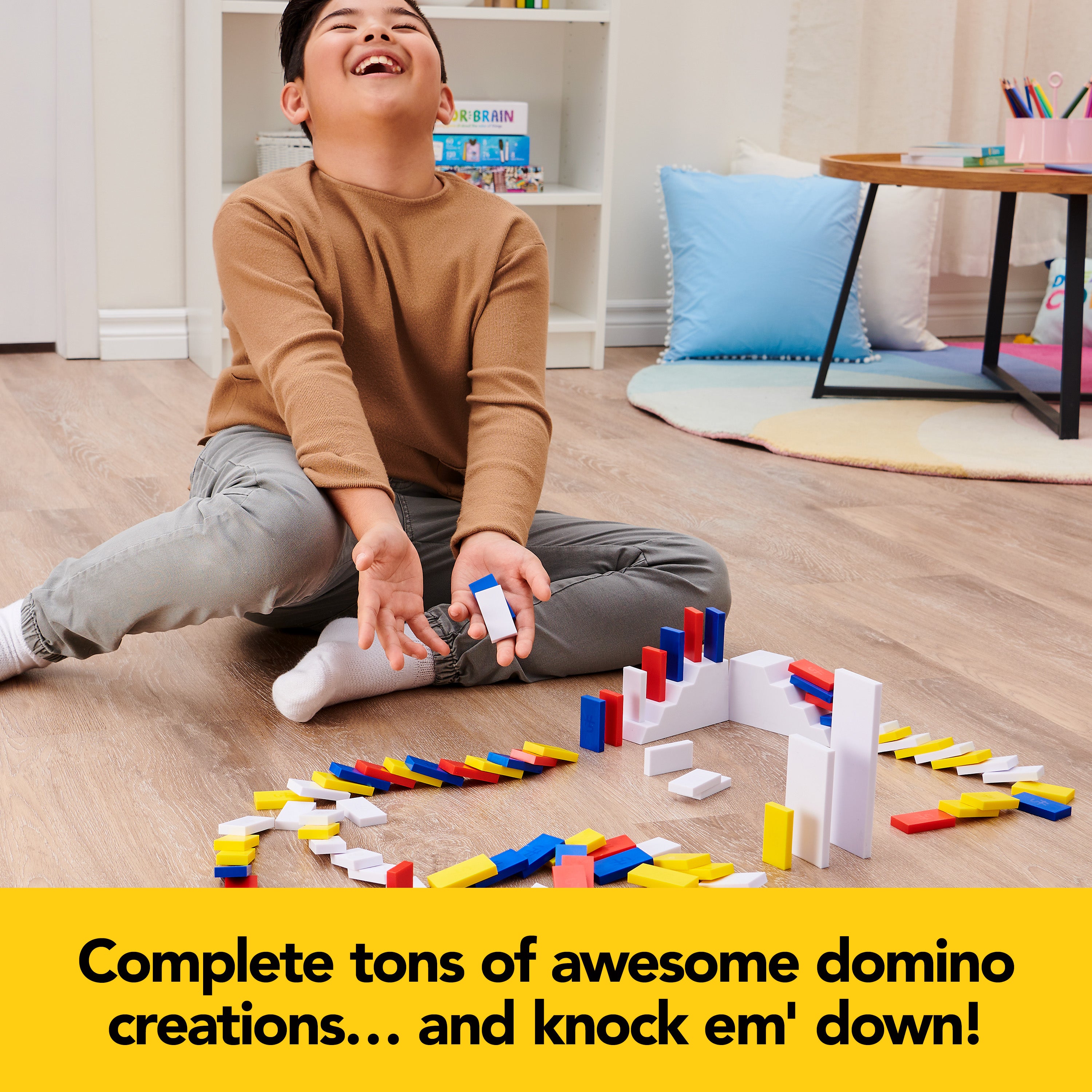 Spin Master Games, Lily Hevesh H5 Domino Creations 100-Piece Neon Dominoes Set, Building Toys for Kids & Family, Classic Activity Game, 1 & Up Players, for Ages 5 & Up