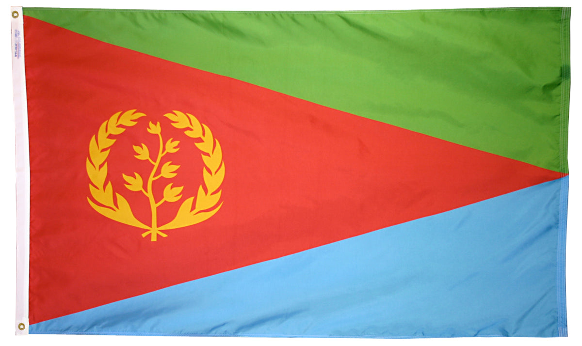 Eritrea Flag 4x6 ft. Nylon SolarGuard Nyl-Glo 100% Made in USA to Official United Nations Design Specifications.