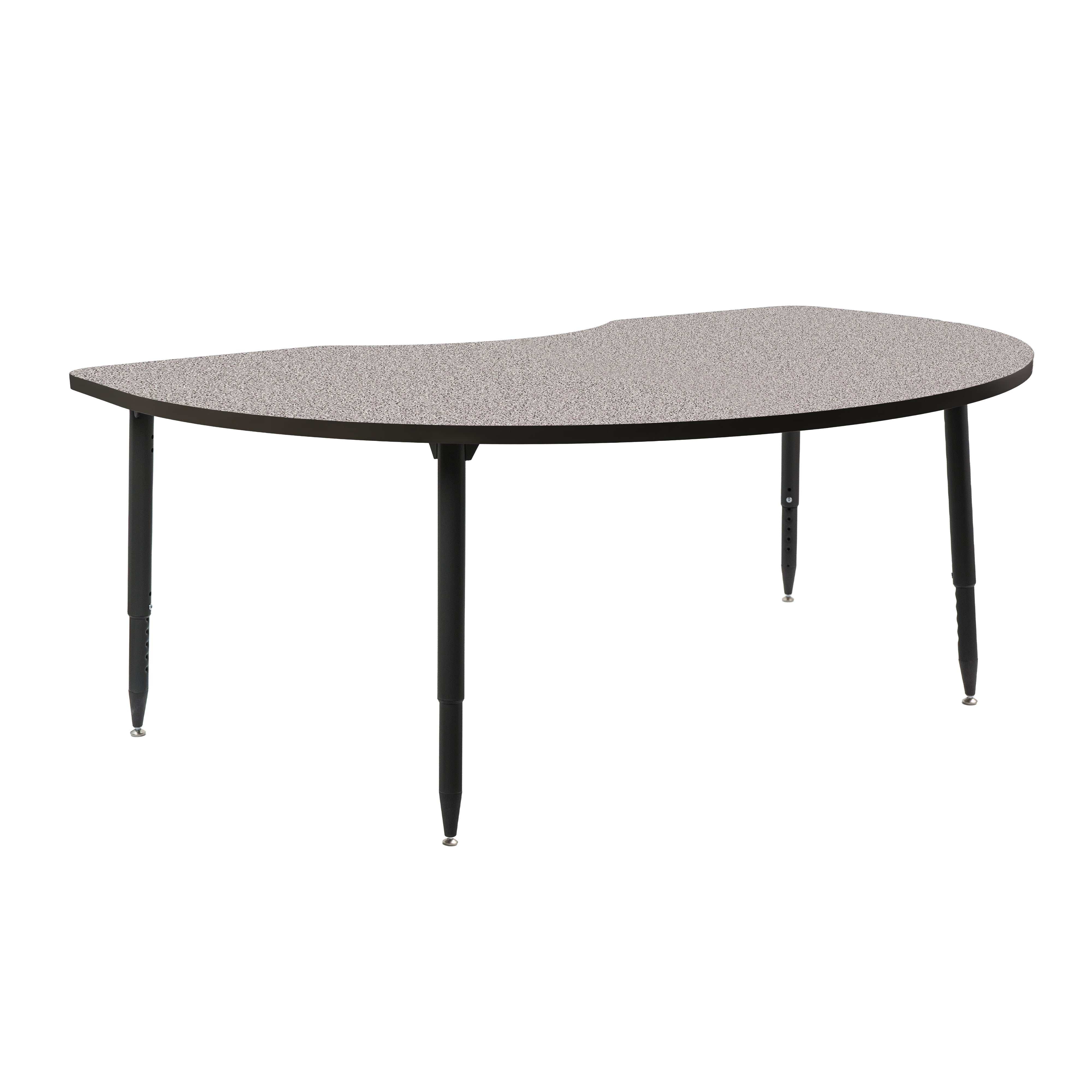Adapte 48" x 72" Kidney Thermofused Activity Table with Adjustable Tapered Legs - Gray/Black