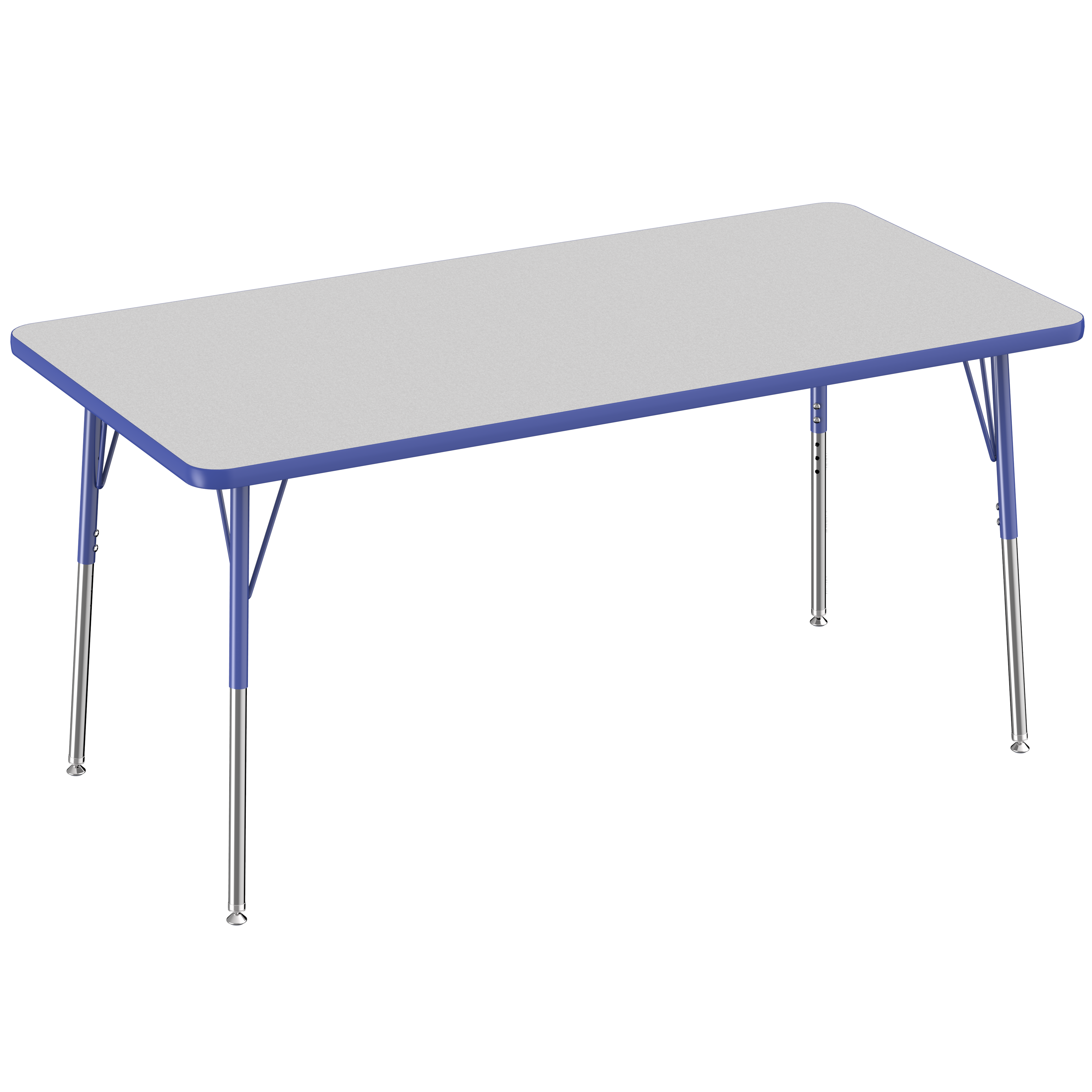 30" x 60" Rectangle T-Molding Activity Table with Adjustable Standard Swivel Glide Legs - Gray/Blue