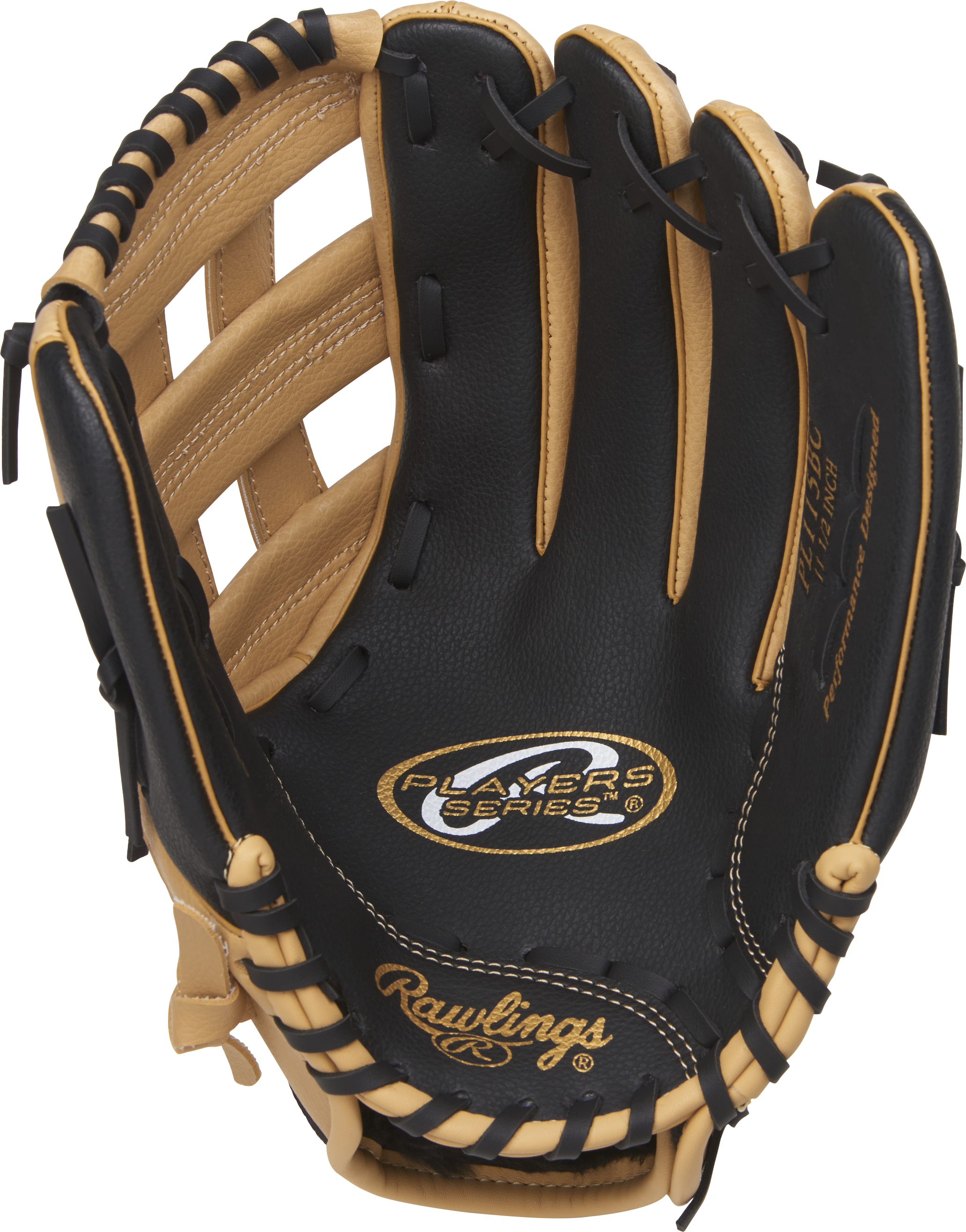 Rawlings Players Series Youth 11.5-Inch Baseball Glove - Right Hand Thrower - Black/Camel