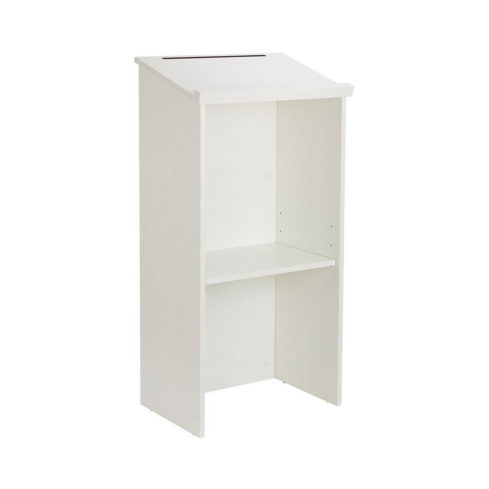 Wood Stand-up Podium Lectern, White with Black Cover