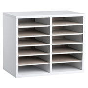 12-Compartment Wood Adjustable Paper Sorter Literature File Organizer, White