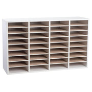 36-Compartment Wood Adjustable Paper Sorter Literature File Organizer, White