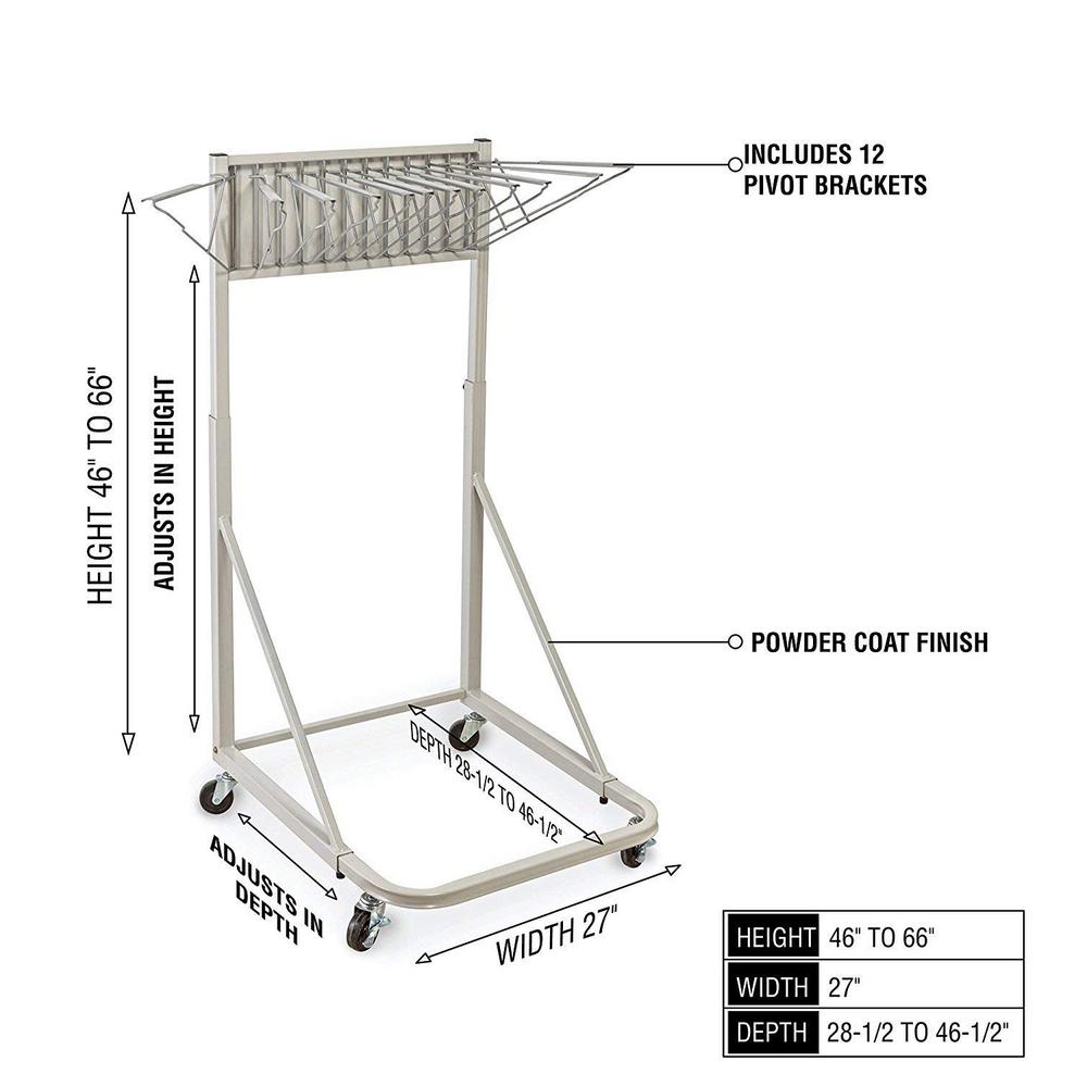Vertical File Rolling Stand for Blueprints, White