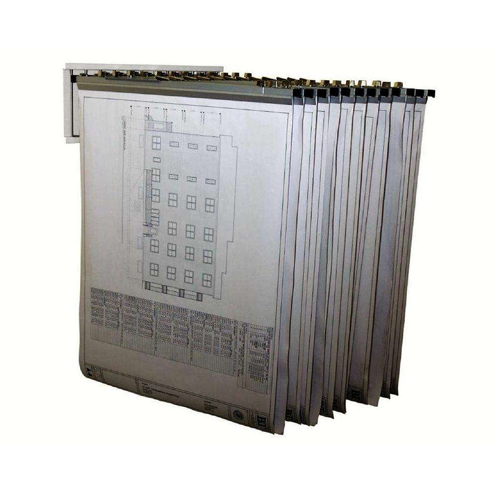 Large File Pivot Wall Rack for Blueprints, White