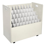50-Slot Mobile Rolling Wood Blueprint Roll File Large Document Organizer