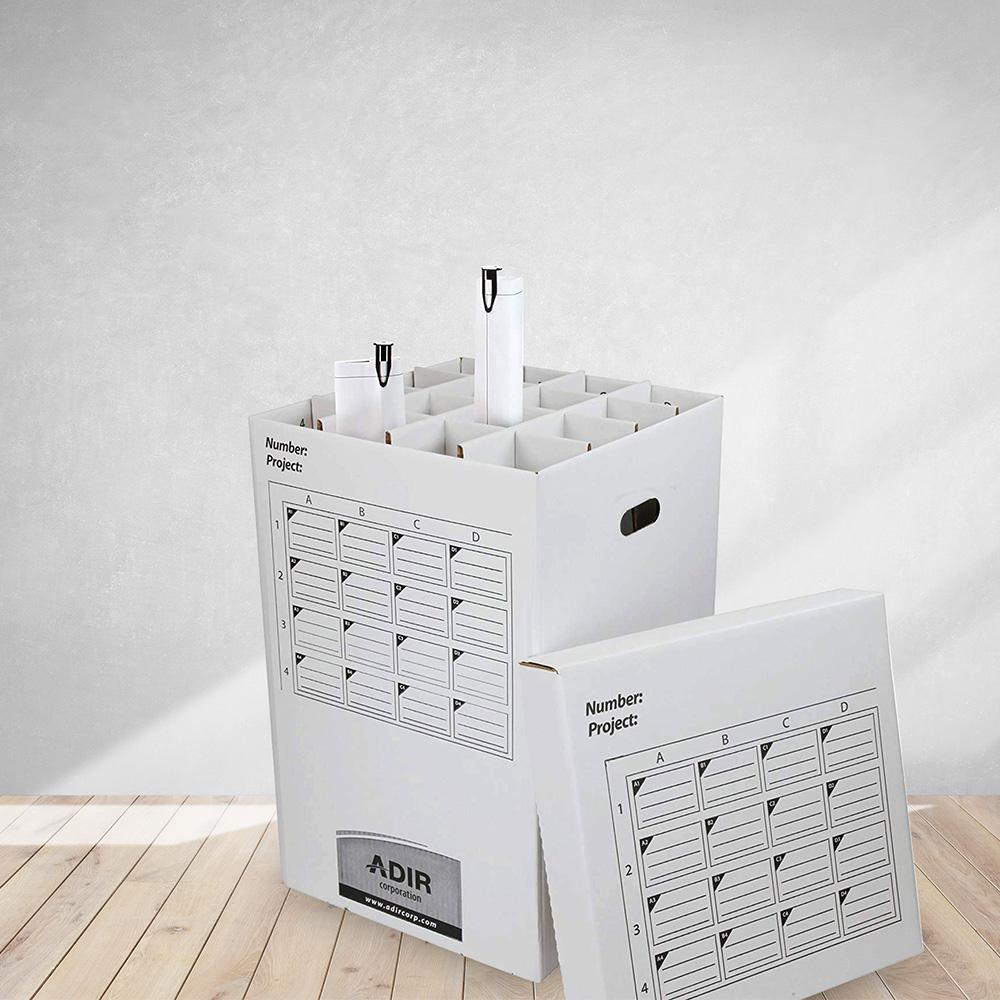 25 in. Corrugated Cardboard 16 Roll File Upright Storage Cabinet