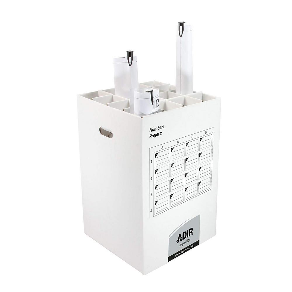 25 in. Corrugated Cardboard 16 Roll File Upright Storage Cabinet