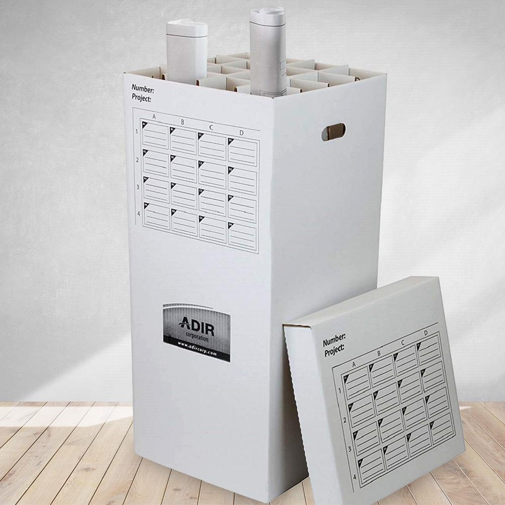 37 in. Corrugated Cardboard 16 Roll File Upright Storage Cabinet