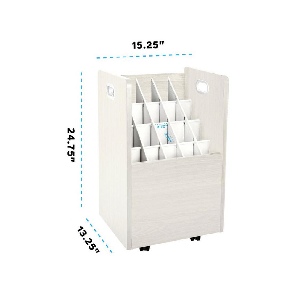20-Slot Mobile Rolling Wood Blueprint Roll File Large Document Organizer