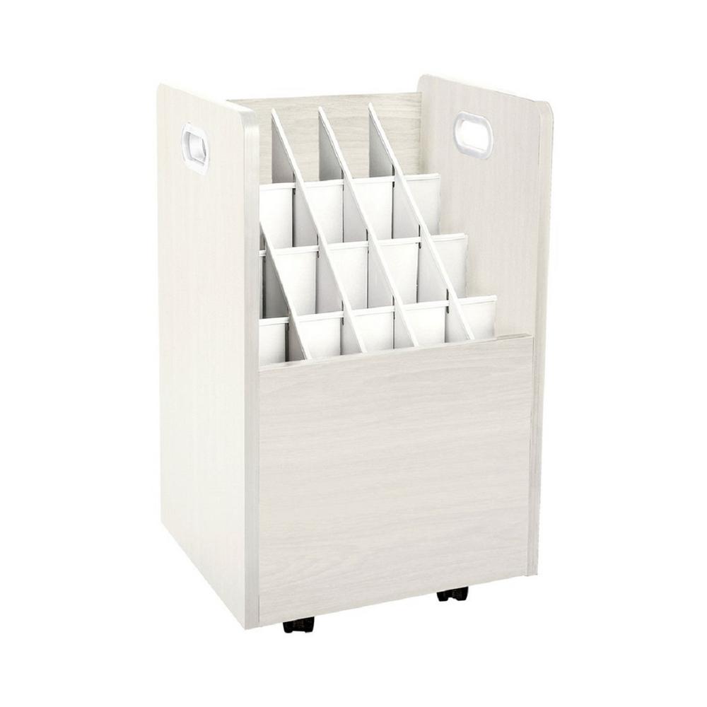 20-Slot Mobile Rolling Wood Blueprint Roll File Large Document Organizer