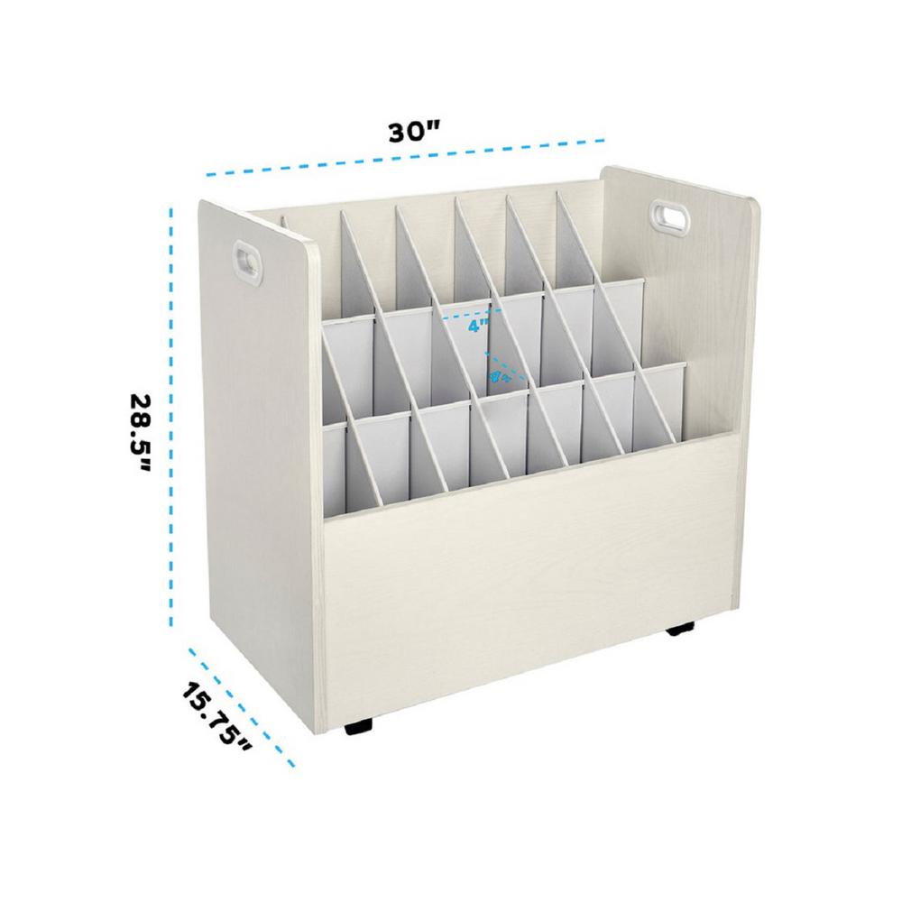 21-Slot Mobile Rolling Wood Blueprint Roll File Large Document Organizer