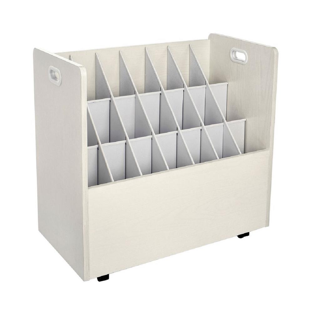21-Slot White Mobile Rolling Wood Blueprint Roll File Large Document Organizer 2 Pack